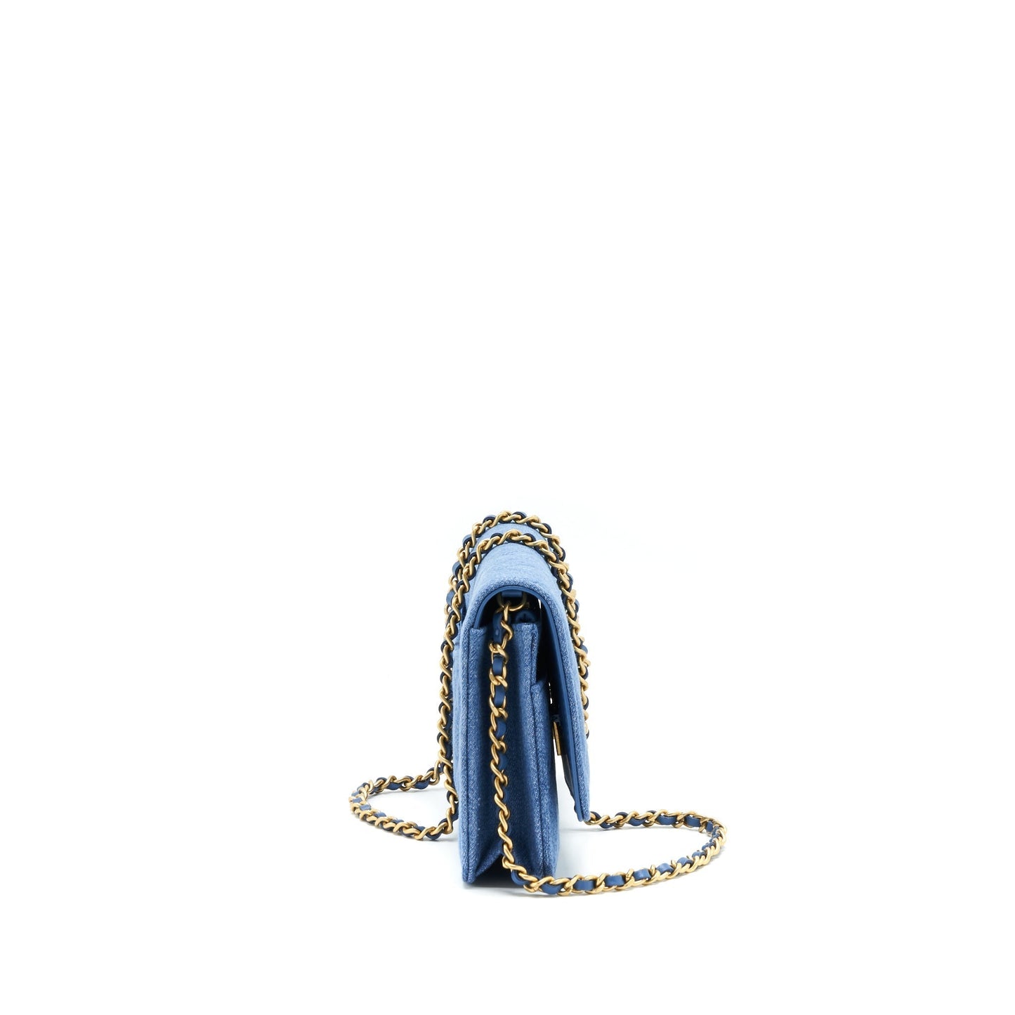 Chanel 22C Pearl Crush On Denim GHW Wallet Case Ghw 1