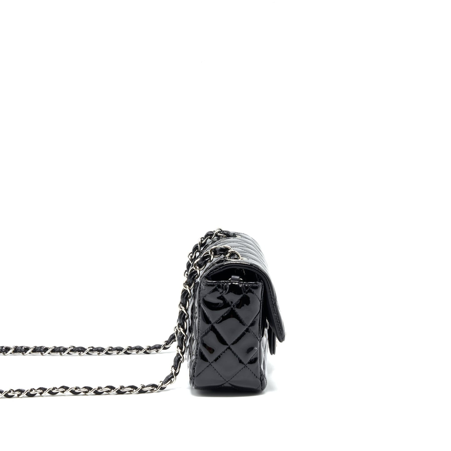 Chanel Rectangular Flap Patent SHW Black Leather Shoulder Bag Shw 1