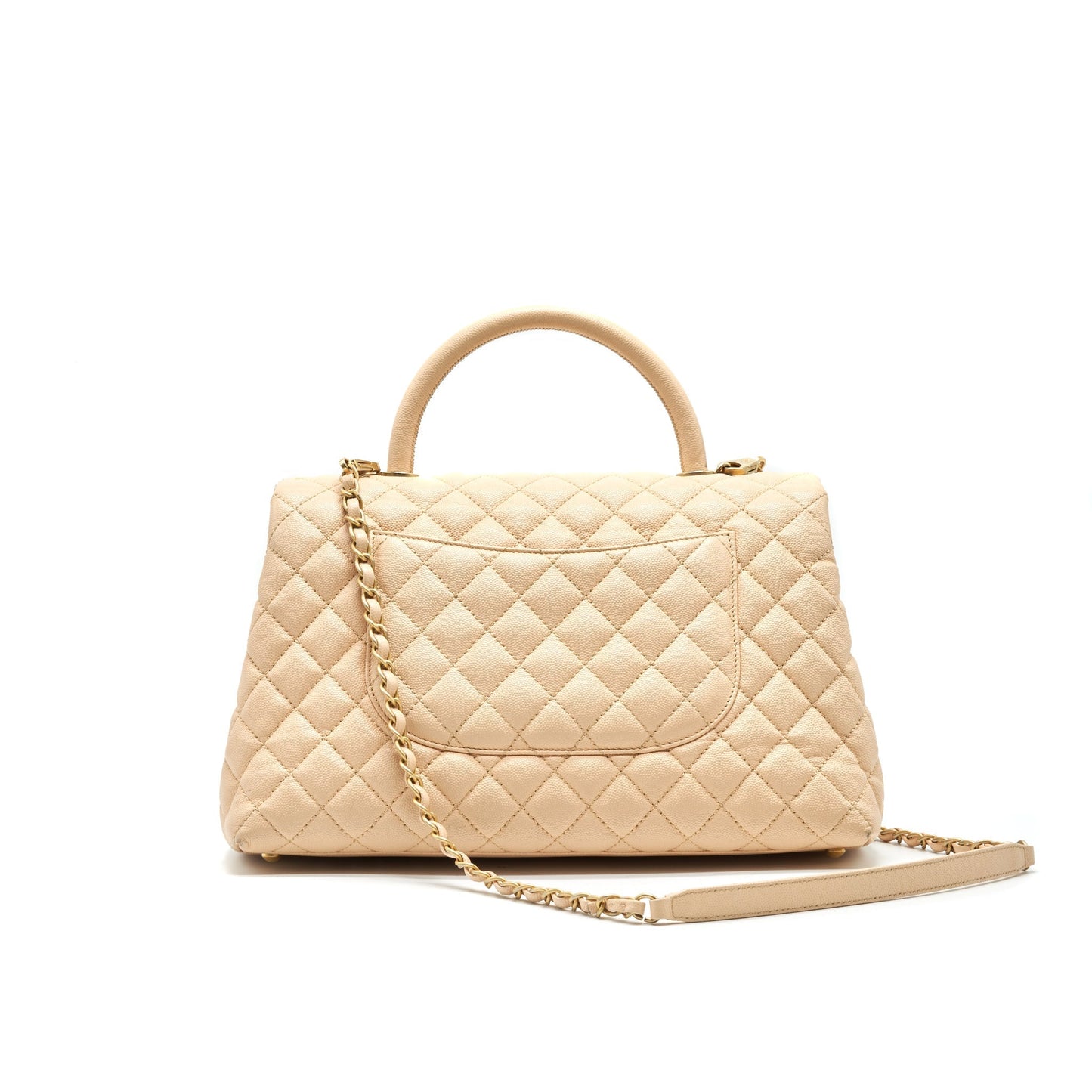 Chanel CAVIER COCO HANDLE FLAP GHW Beige Shoulder Bag