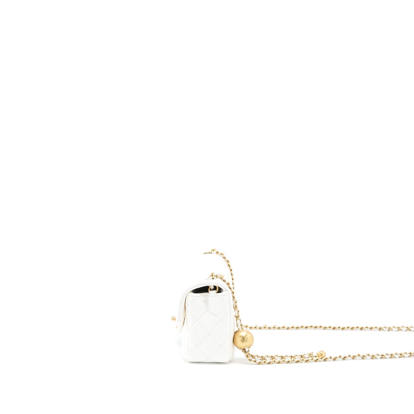 Chanel Pearl Crush Rectangular Flap Lambskin GHW White Shoulder Bag White Ghw