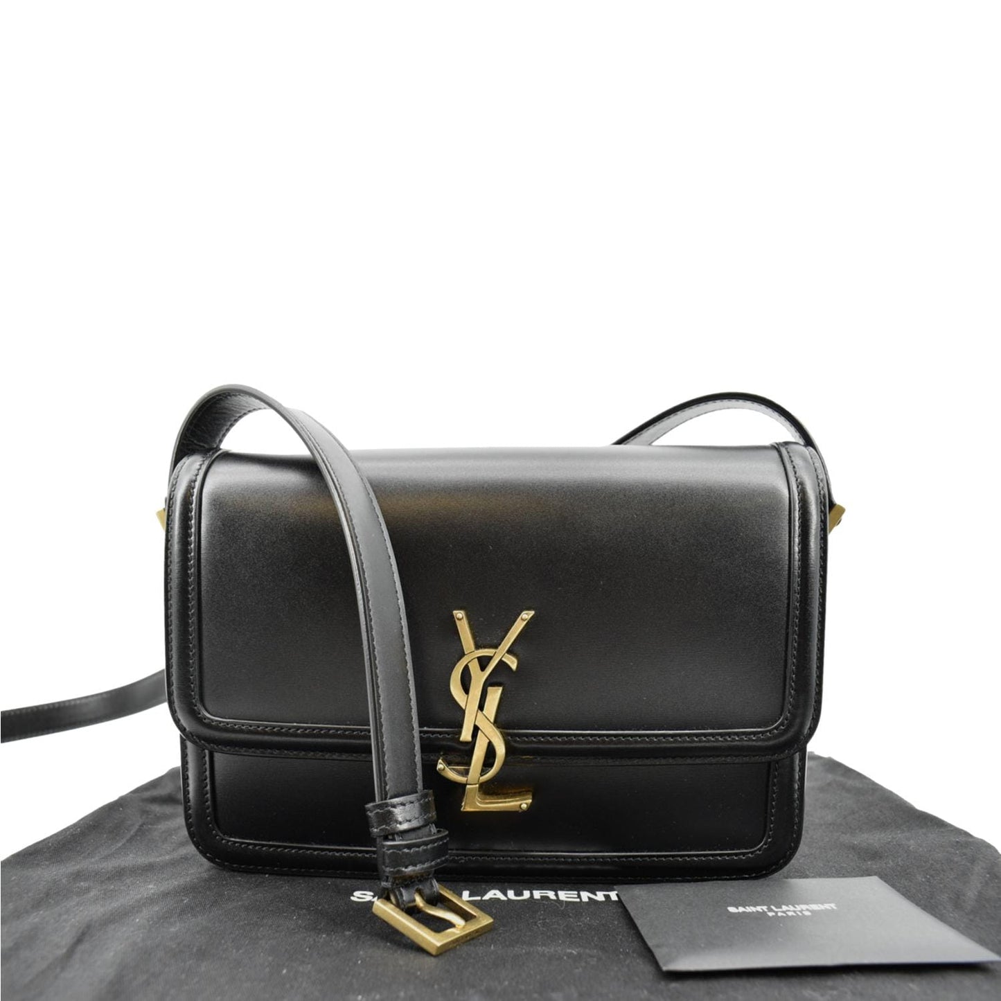 YSL Saint Laurent Yves Solferino Shoulder Bag Leather Black Medium Laurent Medium Solferino