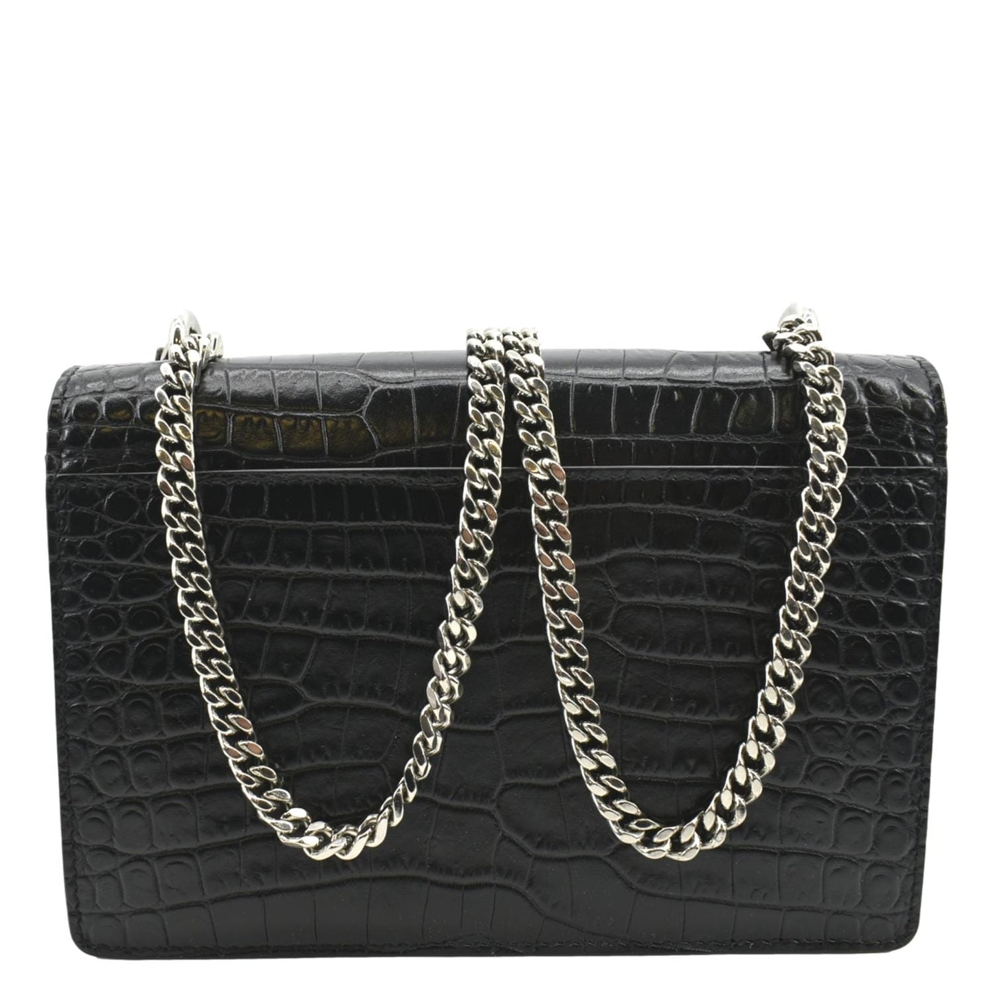 YSL Saint Laurent Yves Sunset Crocodile Crossbody Bag Leather Black Laurent Sunset Croc