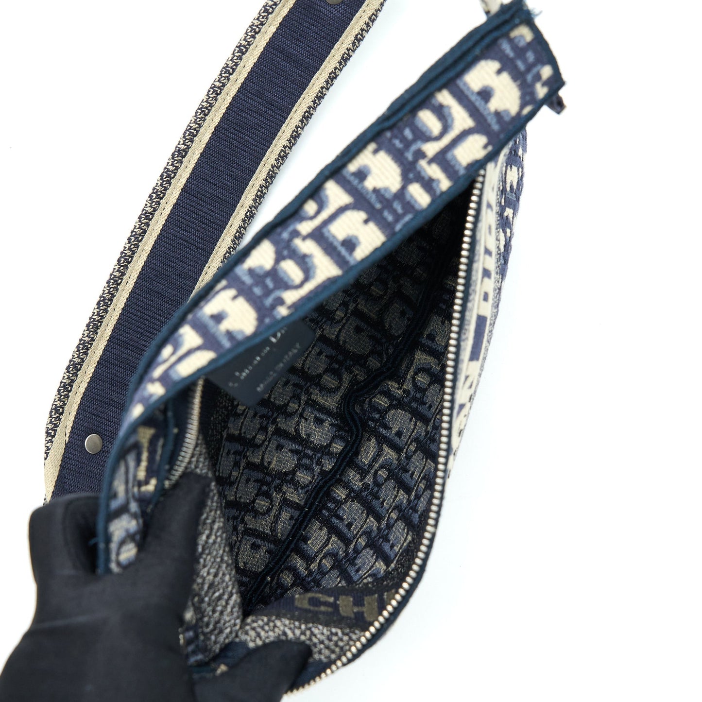Dior Crossbody Messenger Purse Oblique Handbag Canvas Blue Crossbody Bag