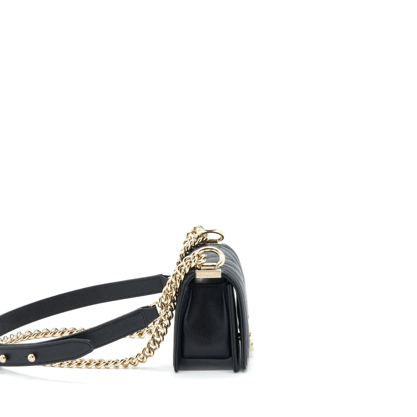 Chanel Chevron Boy Grained Calfskin LGHW Black Mini Bag