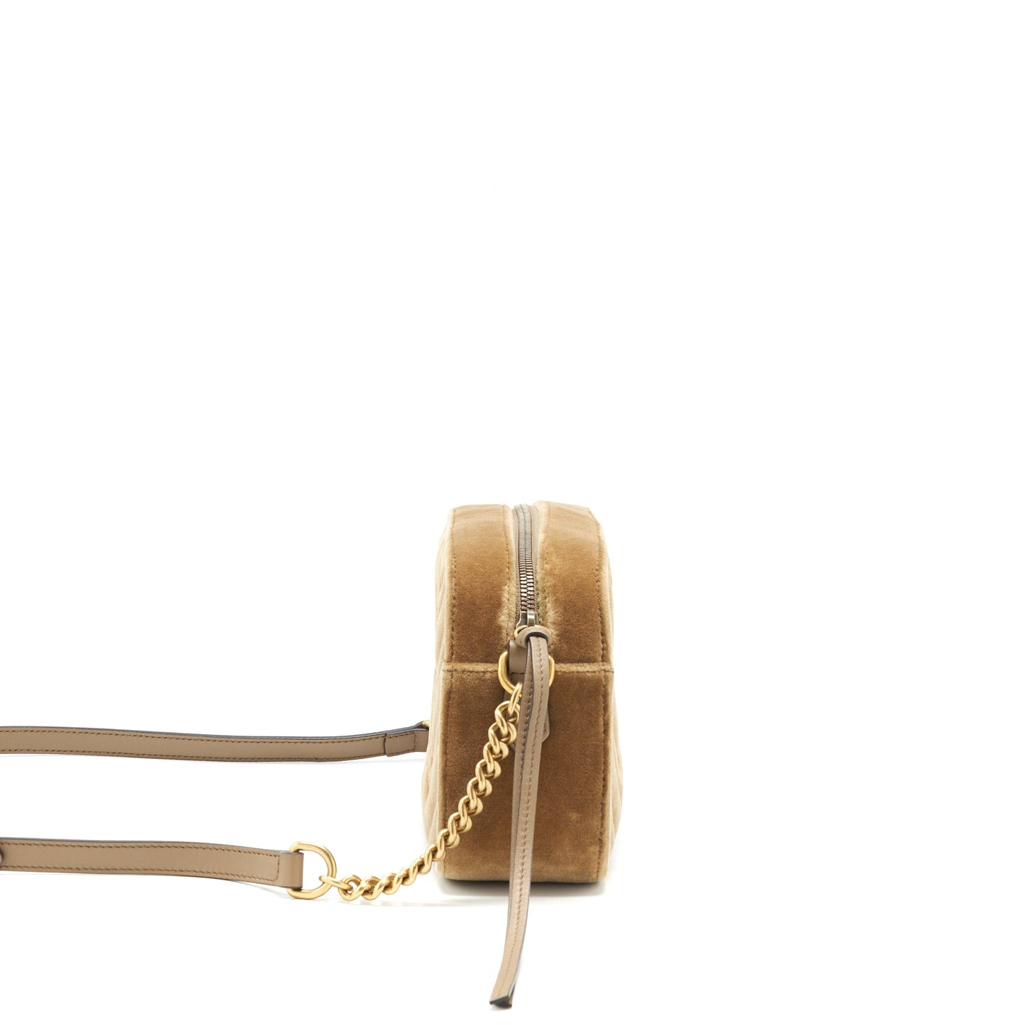 Gucci Marmont Camera Bag Velvet Gold Tan Travel Bag