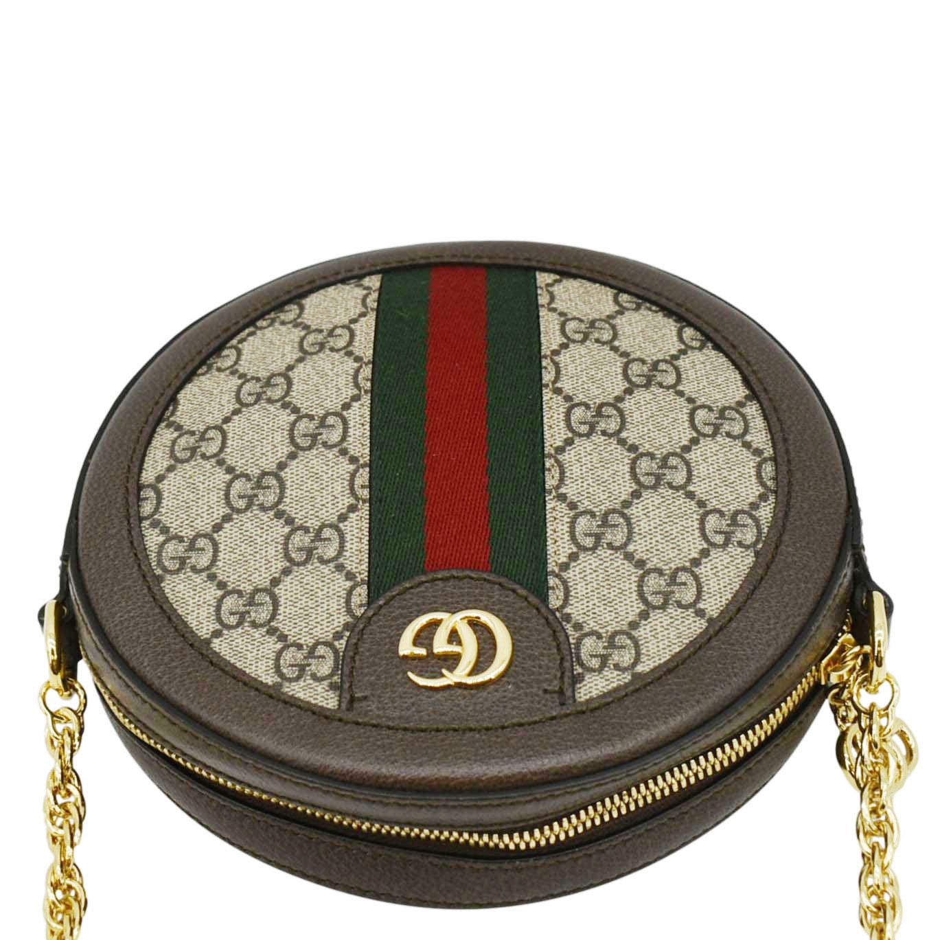 Gucci Ophidia Round Supreme Web Crossbody Bag Monogram Beige