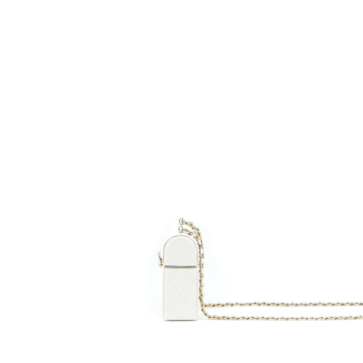 Chanel 22P Quilted Box Vanity Lambskin LGHW White Mini Bag