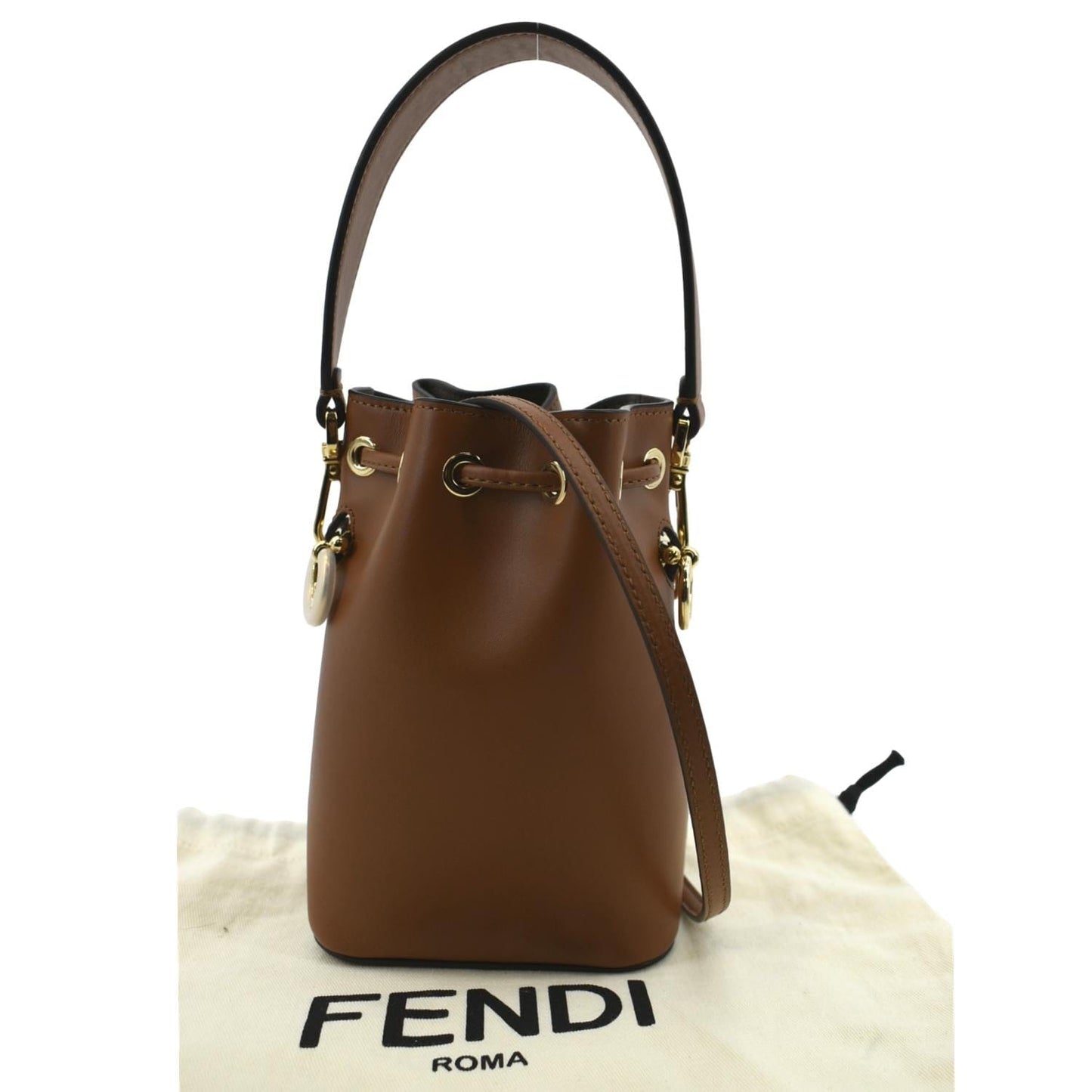 Fendi Mon Tresor Crossbody Bag Leather Brown Bucket