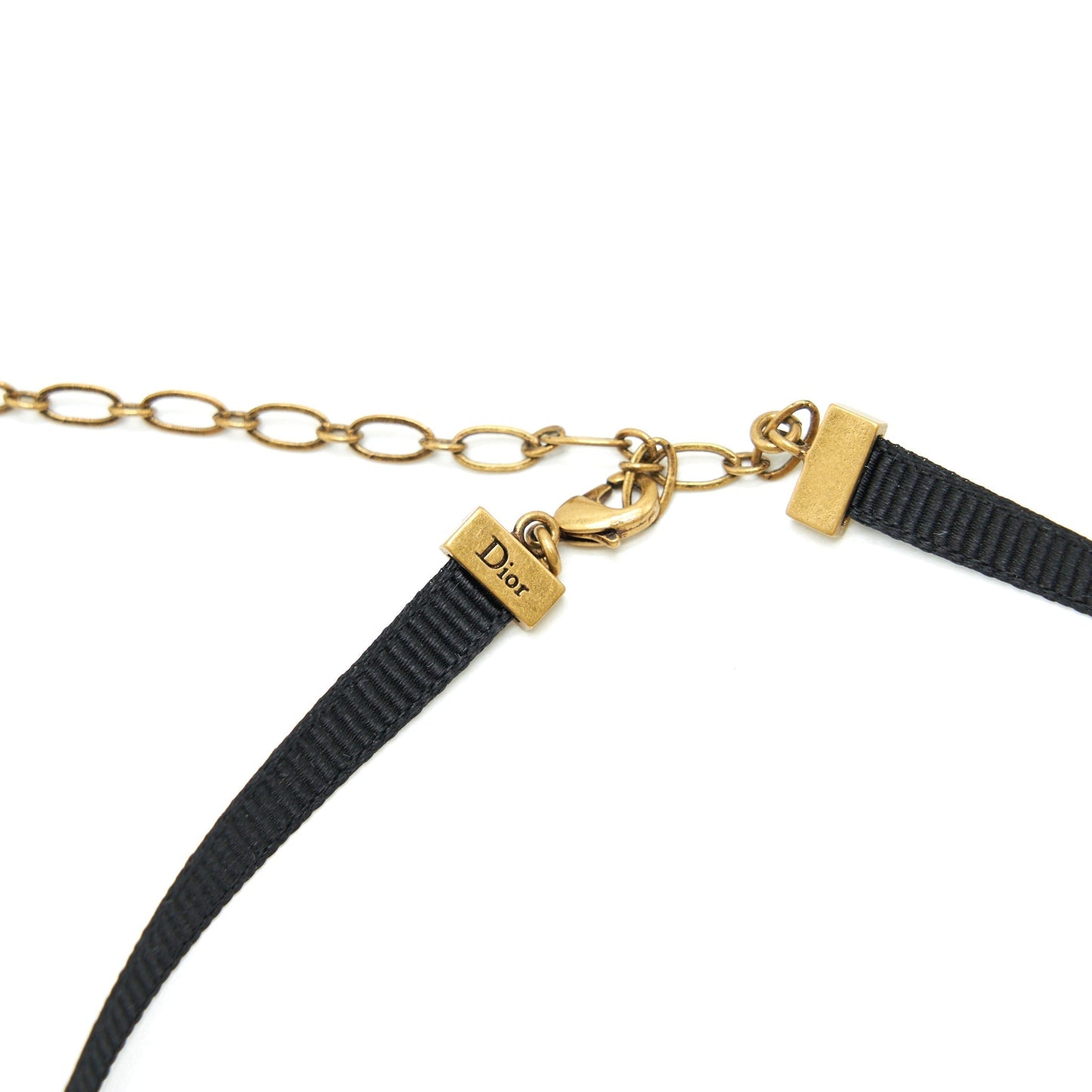 Dior JâA Choker Antique Finish Metal And Grosgrain Black Gold Travel Bag