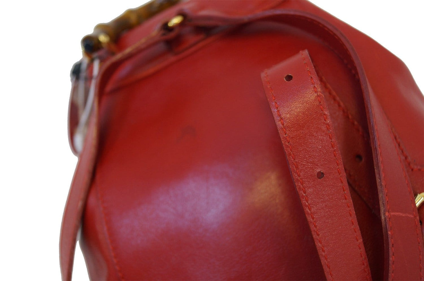 Gucci Bamboo Backpack Bag Leather Red