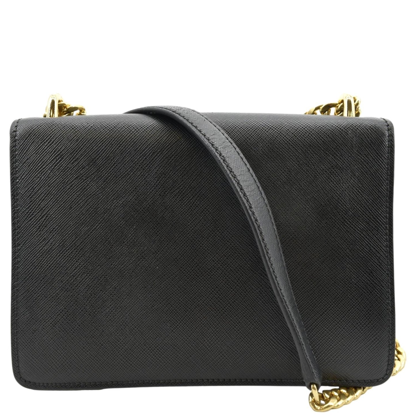 Prada Flip Lock Crossbody Bag Leather Saffiano Black