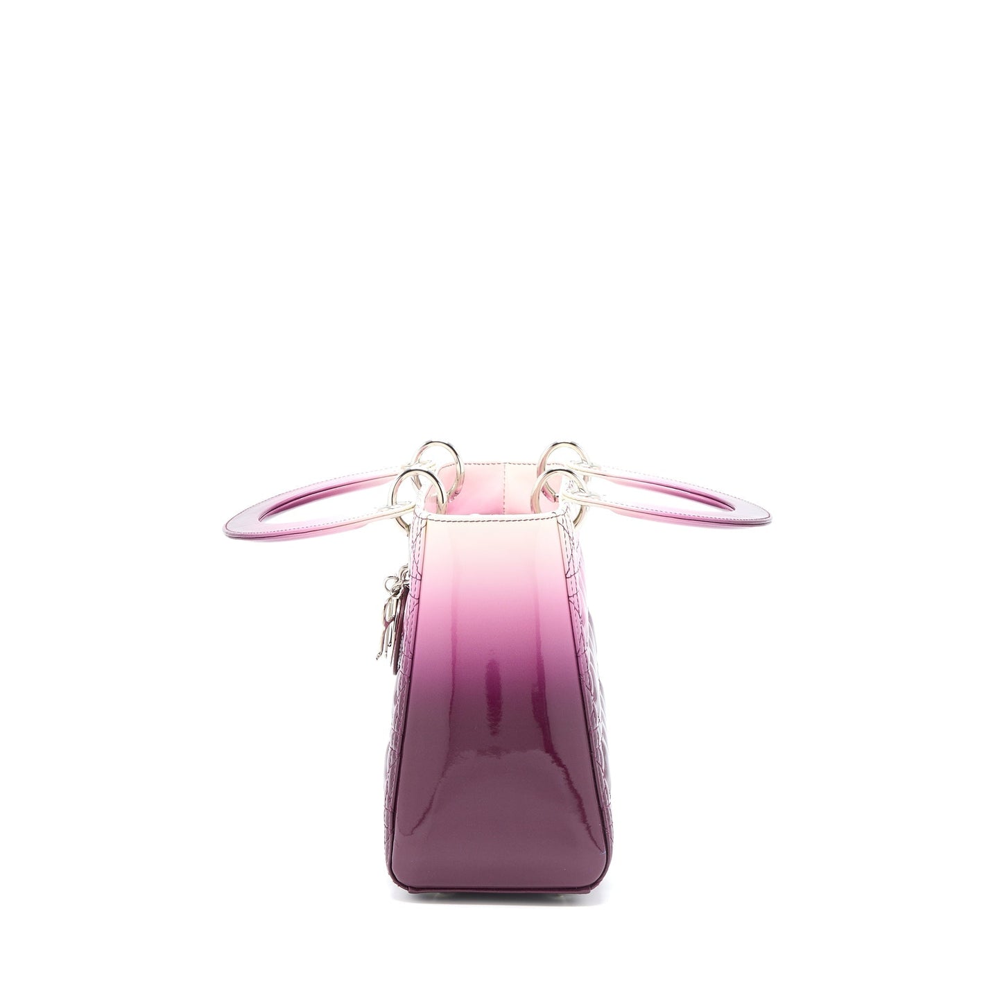 Dior Lady Patent Purple Handbag White Medium Travel Bag