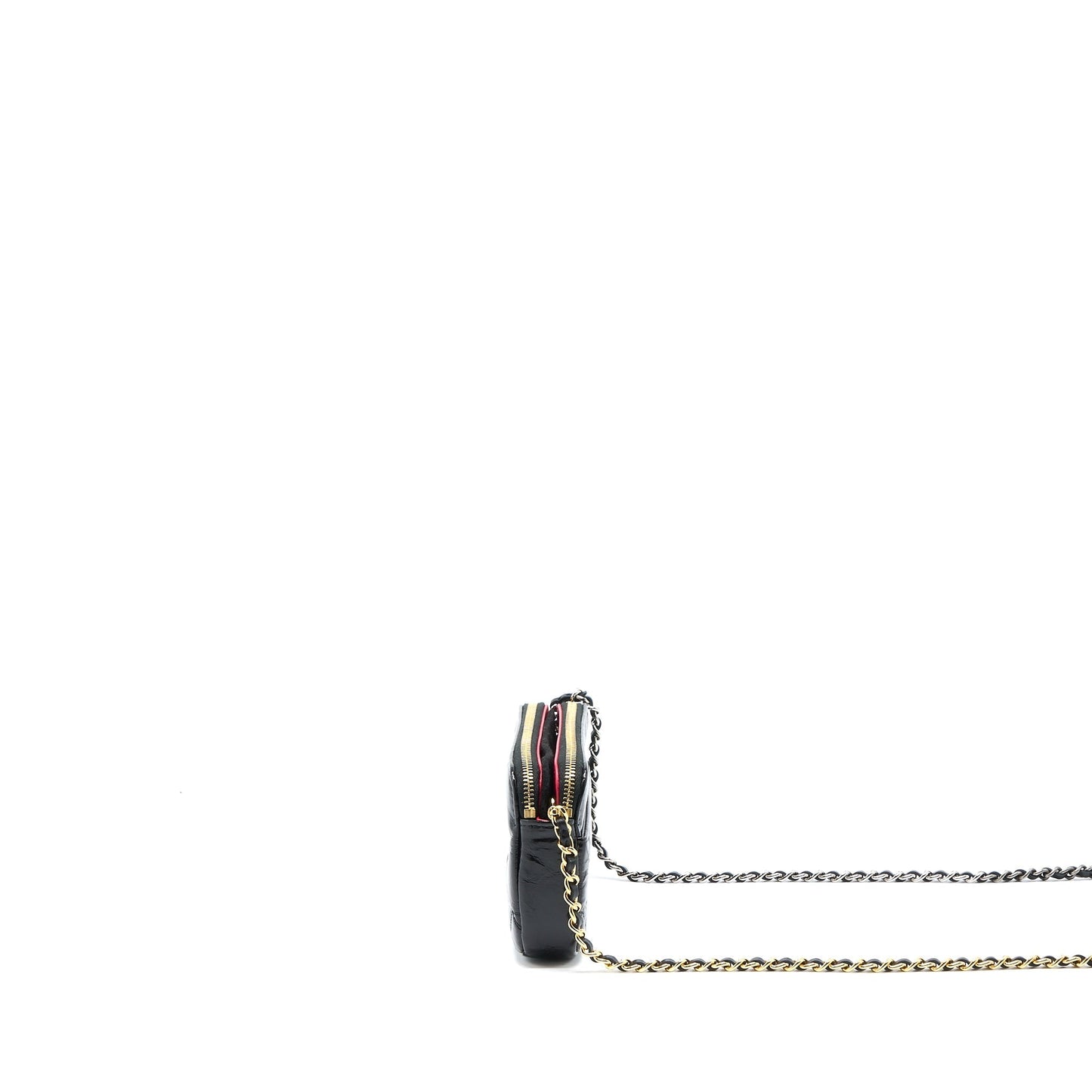 Chanel Double Zip On Aged Calfskin Hardware Multicolour Black Wallet Case