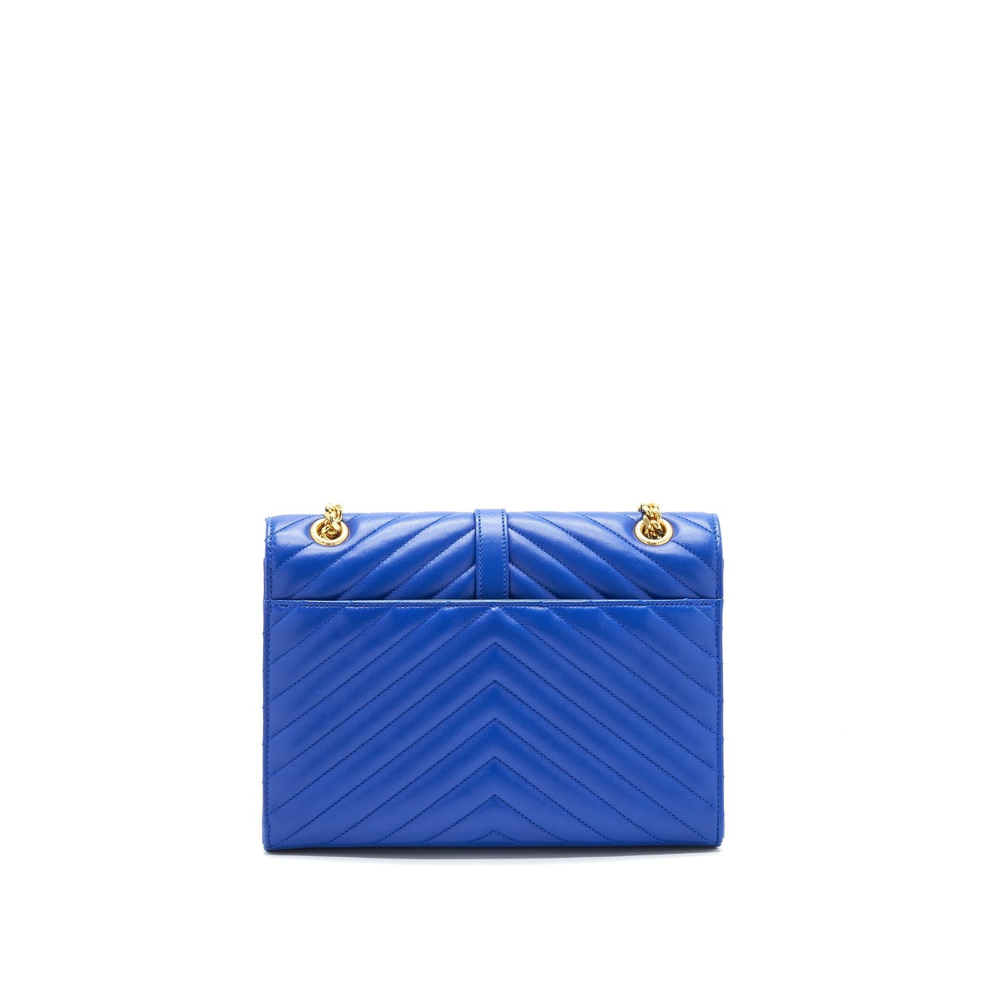 YSL Saint Laurent Chevron Purse Travel Bag Monogram Blue