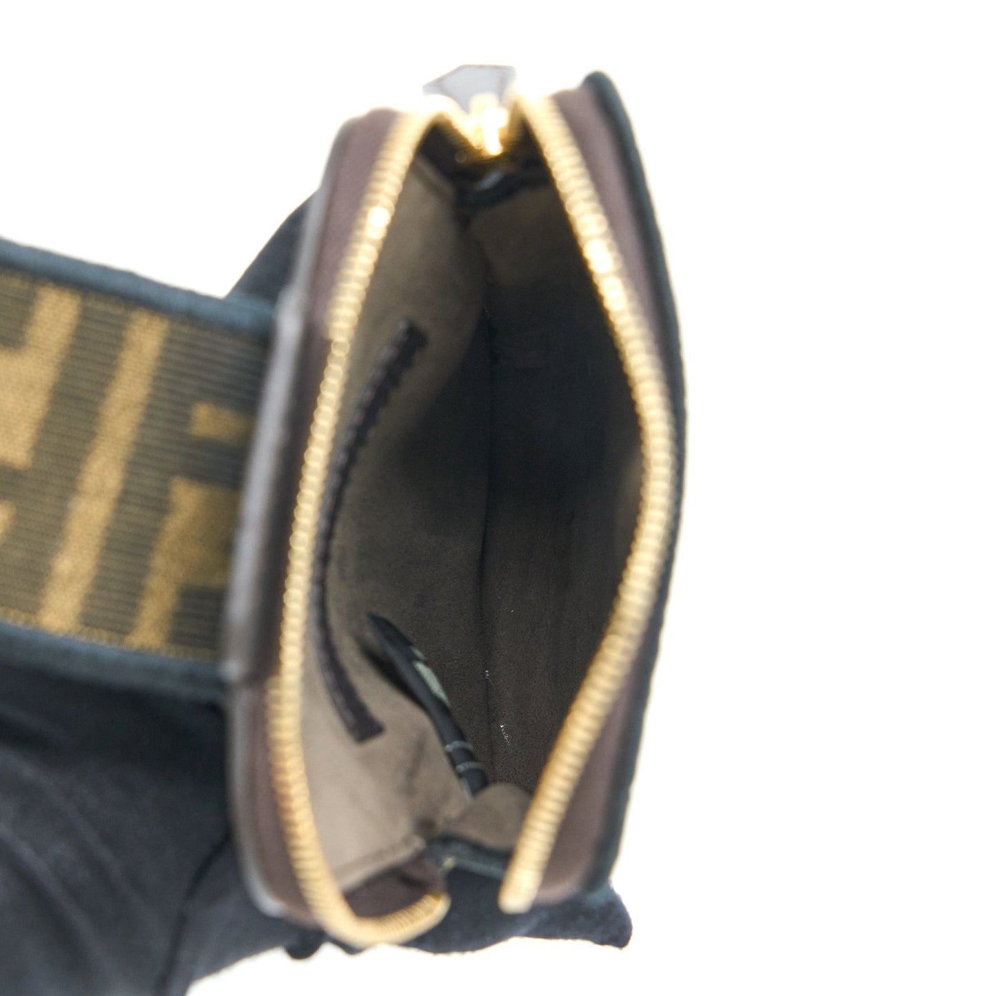 Fendi Purse Strap With Phone Pouch Jacquard Canvas Brown Travel Bag