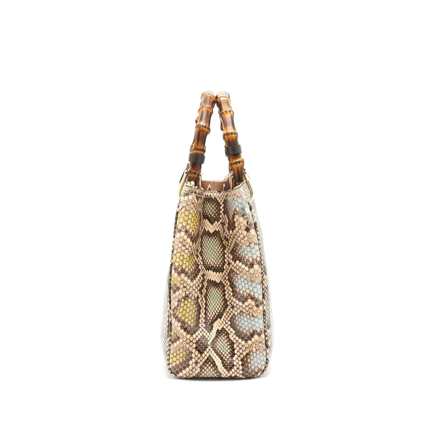 Gucci Python Bamboo Handle Diana Tote Bag Leather