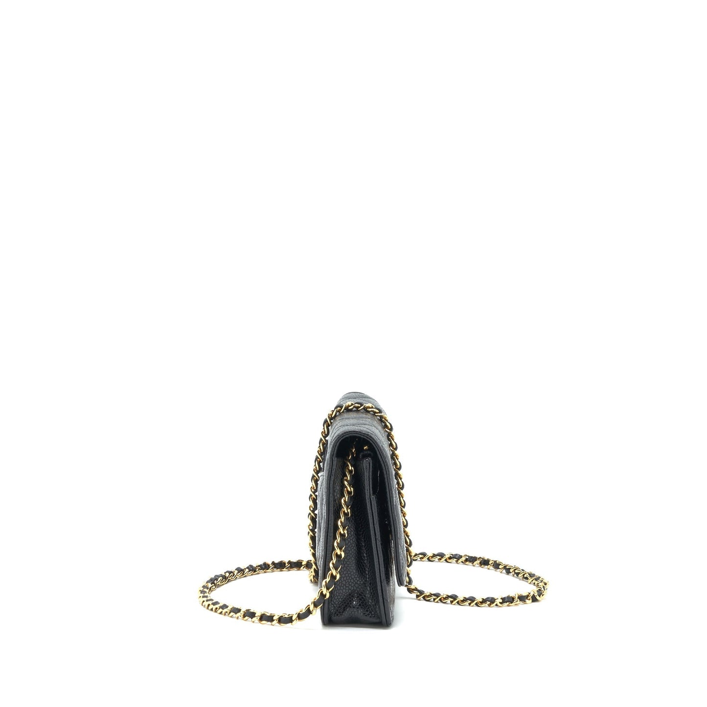 Chanel on Caviar GHW Black Wallet Case