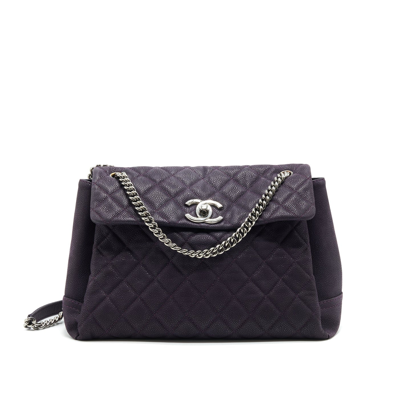 Chanel Flap Caviar Purple SHW Tote Bag