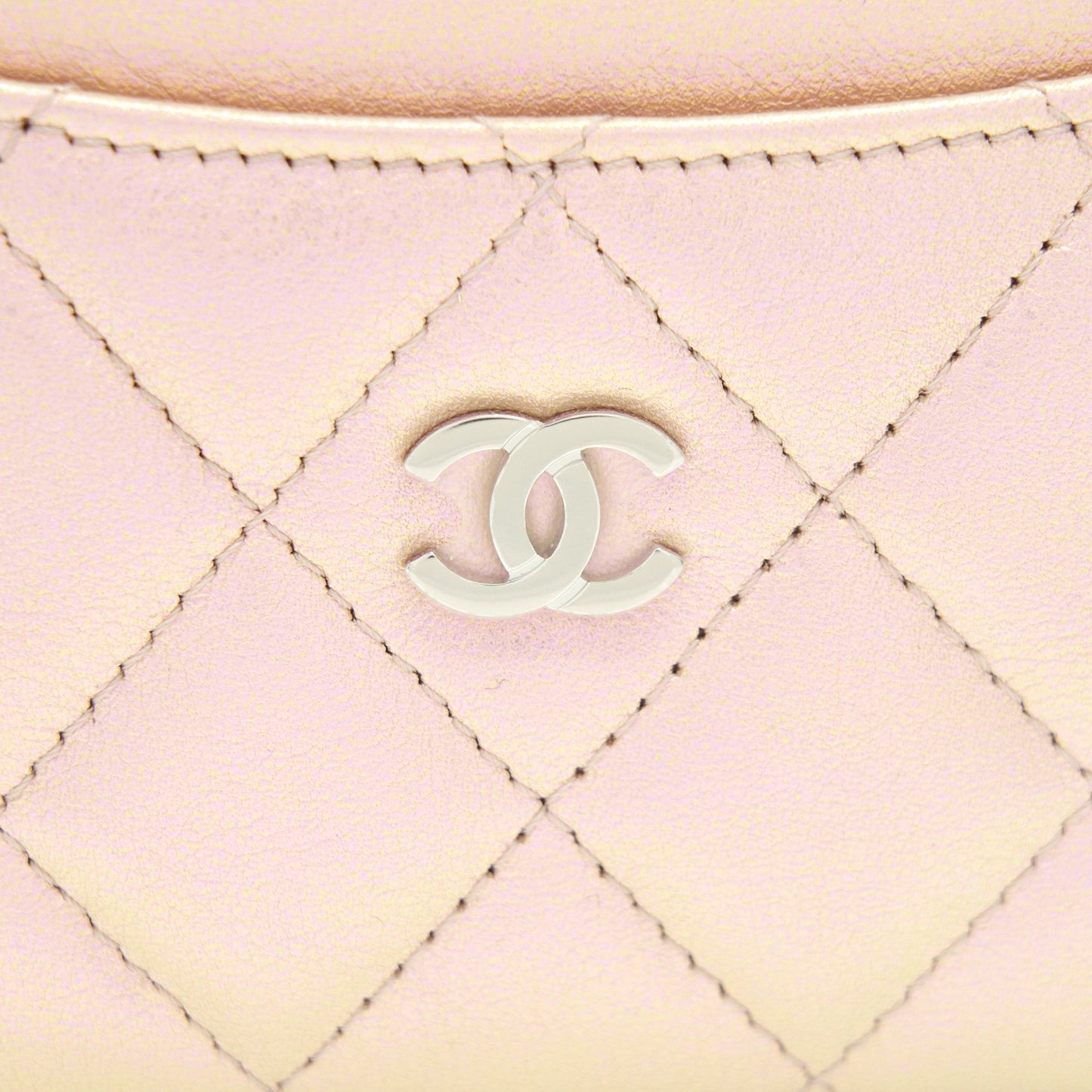 Chanel 21K Iridescent Flat Card Holder Pink Wallet Case