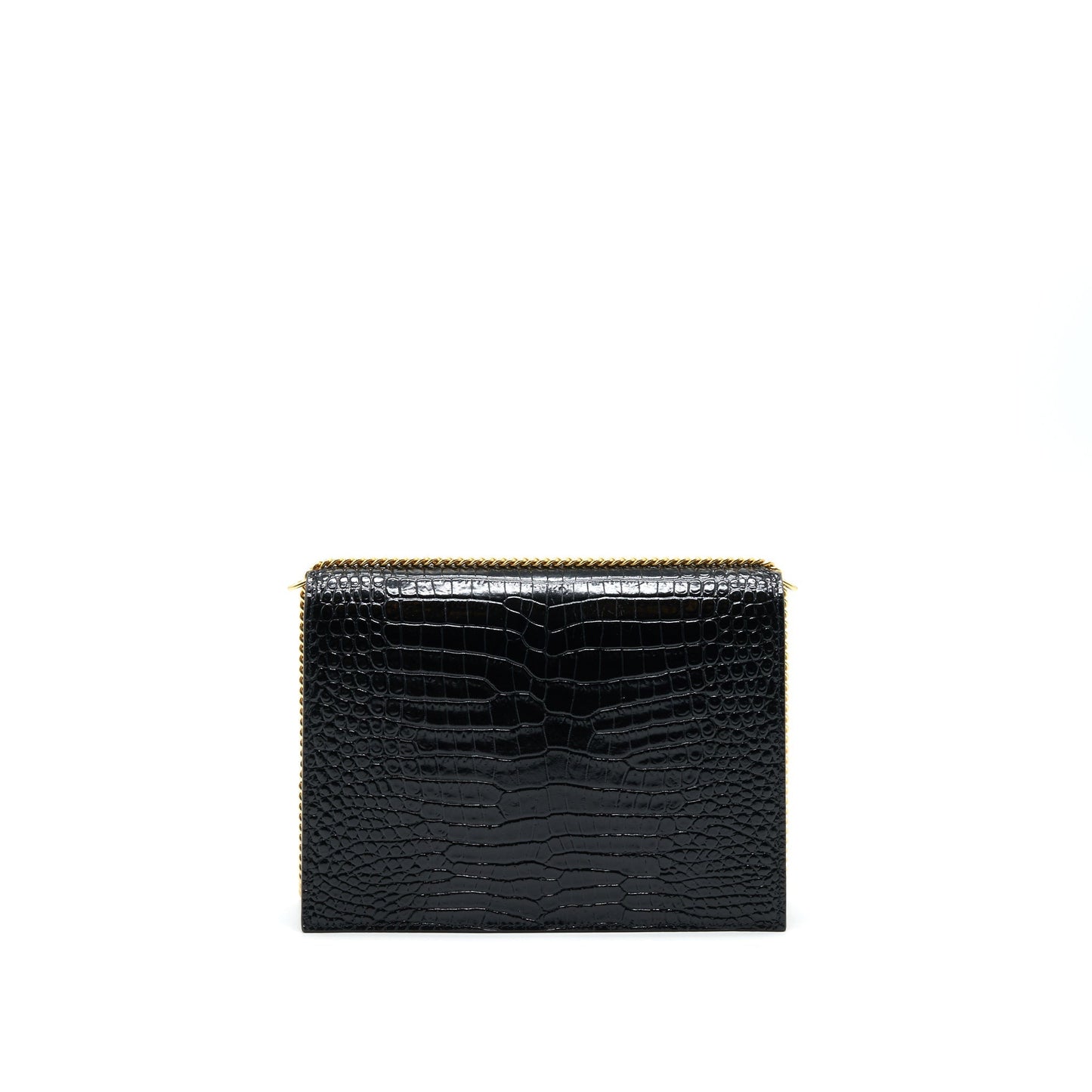 YSL Saint Laurent Saint Laurent Cassandra Clasp Purse Crocodile Embossed Monogram Black Travel Bag