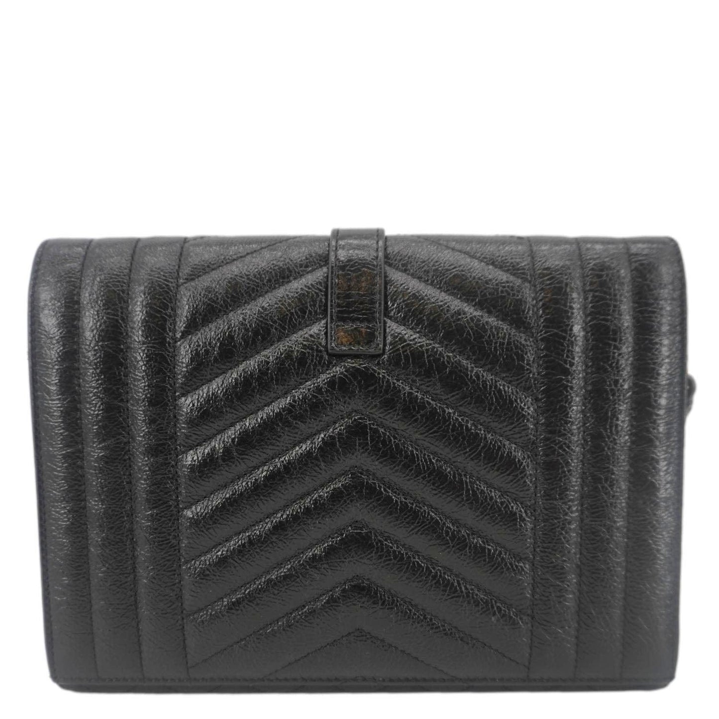 YSL Saint Laurent Yves Wristlet Clutch Leather Monogram Black Clutch Bag