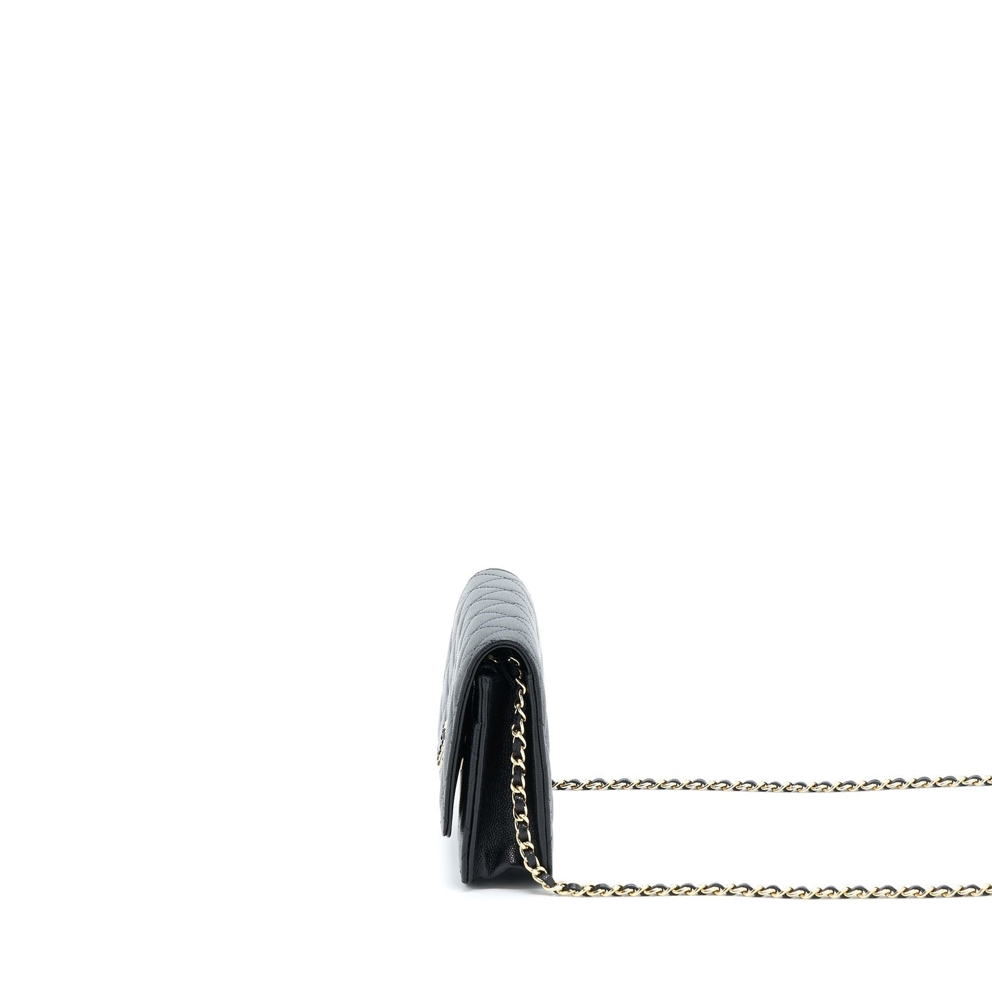 Chanel 22S On Chains Detail CC Logo Black Wallet Case