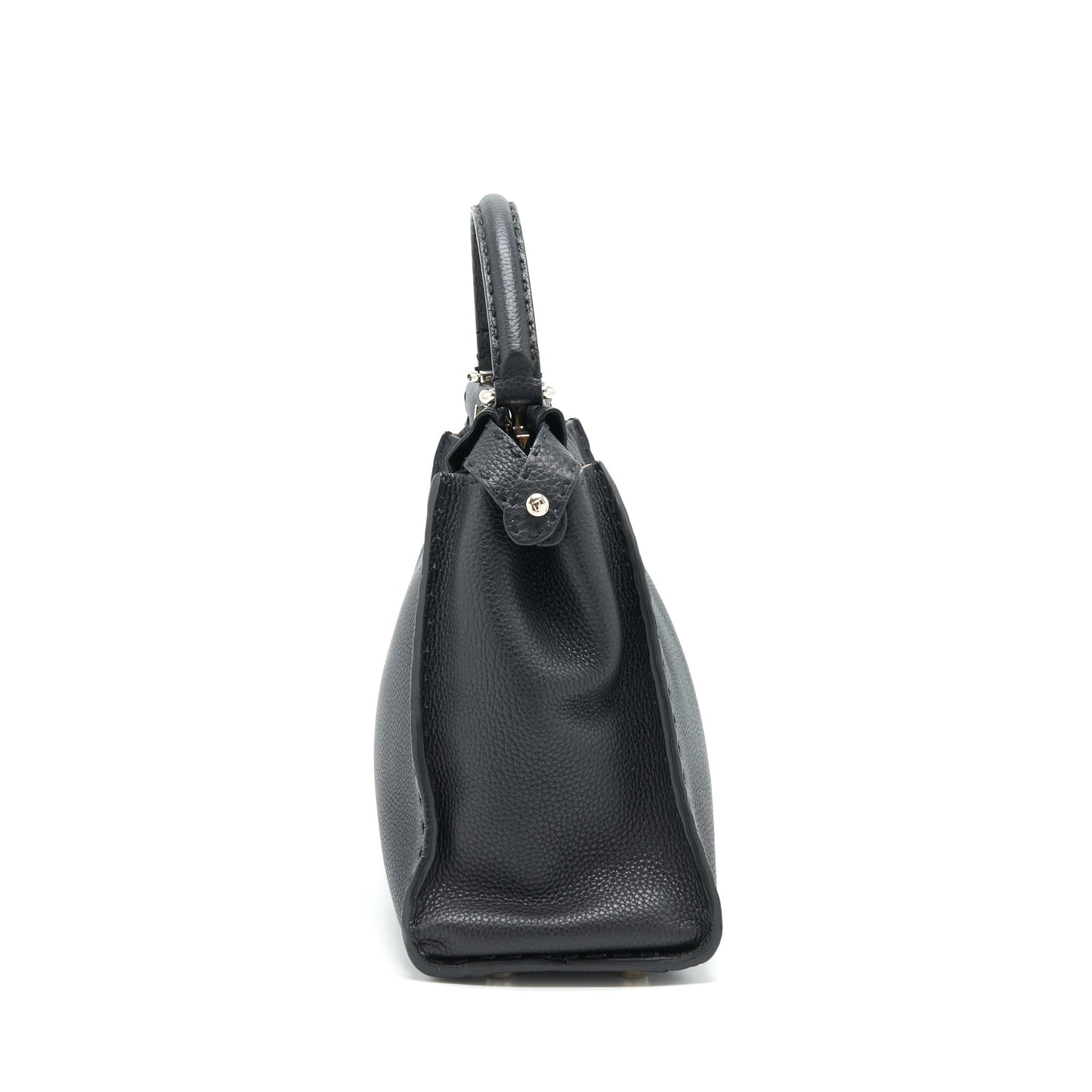 Fendi Peekaboo Tote Purse Grained Calfskin Black Tote Bag