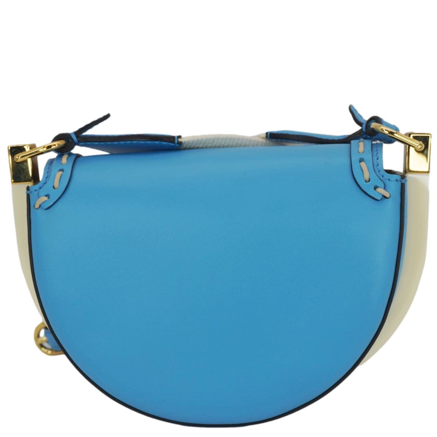 Fendi Moonlight Crossbody Saddle Bag Leather Blue Crossbody Bag