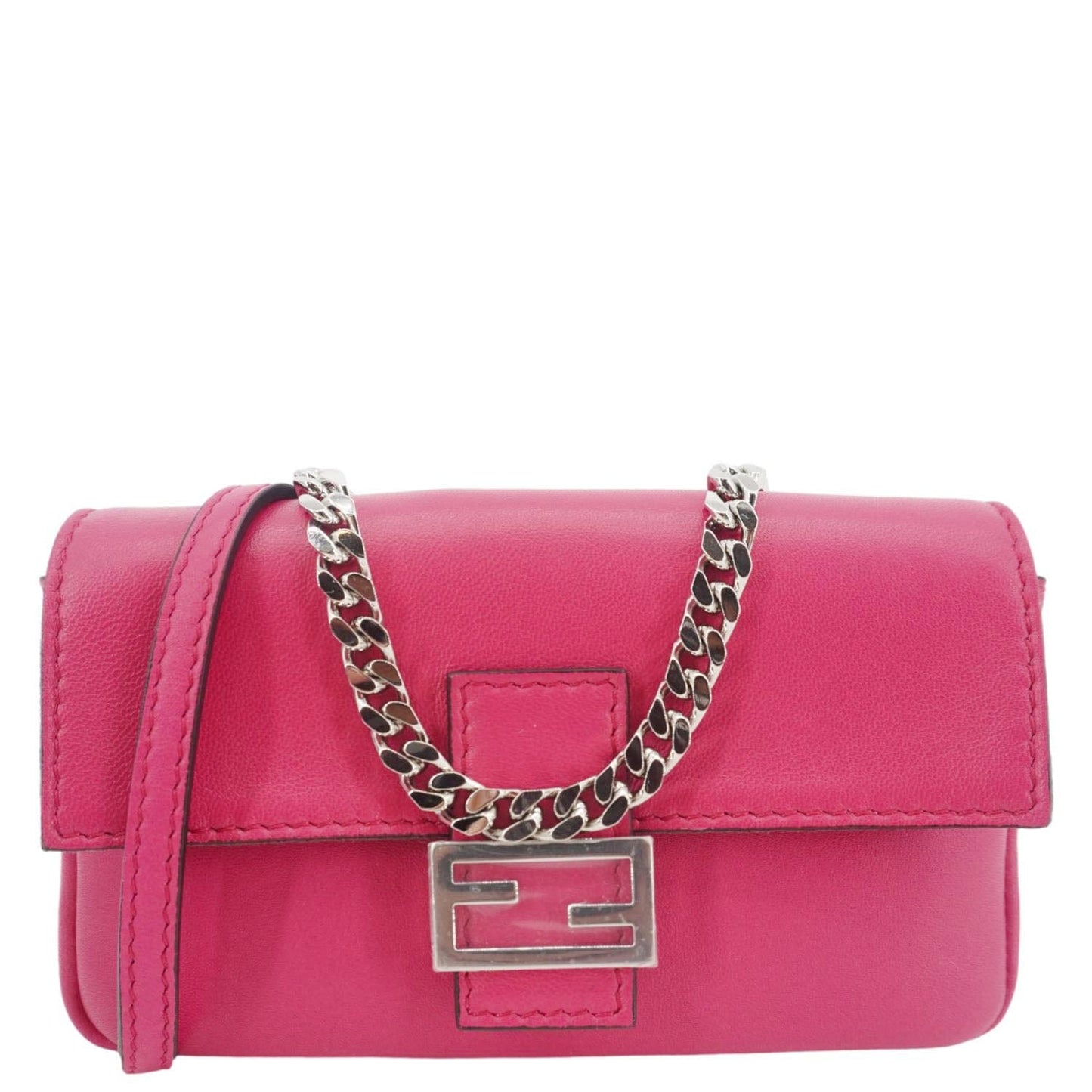 Fendi Crossbody Bag Baguette Leather Pink Micro Shoulder Bag