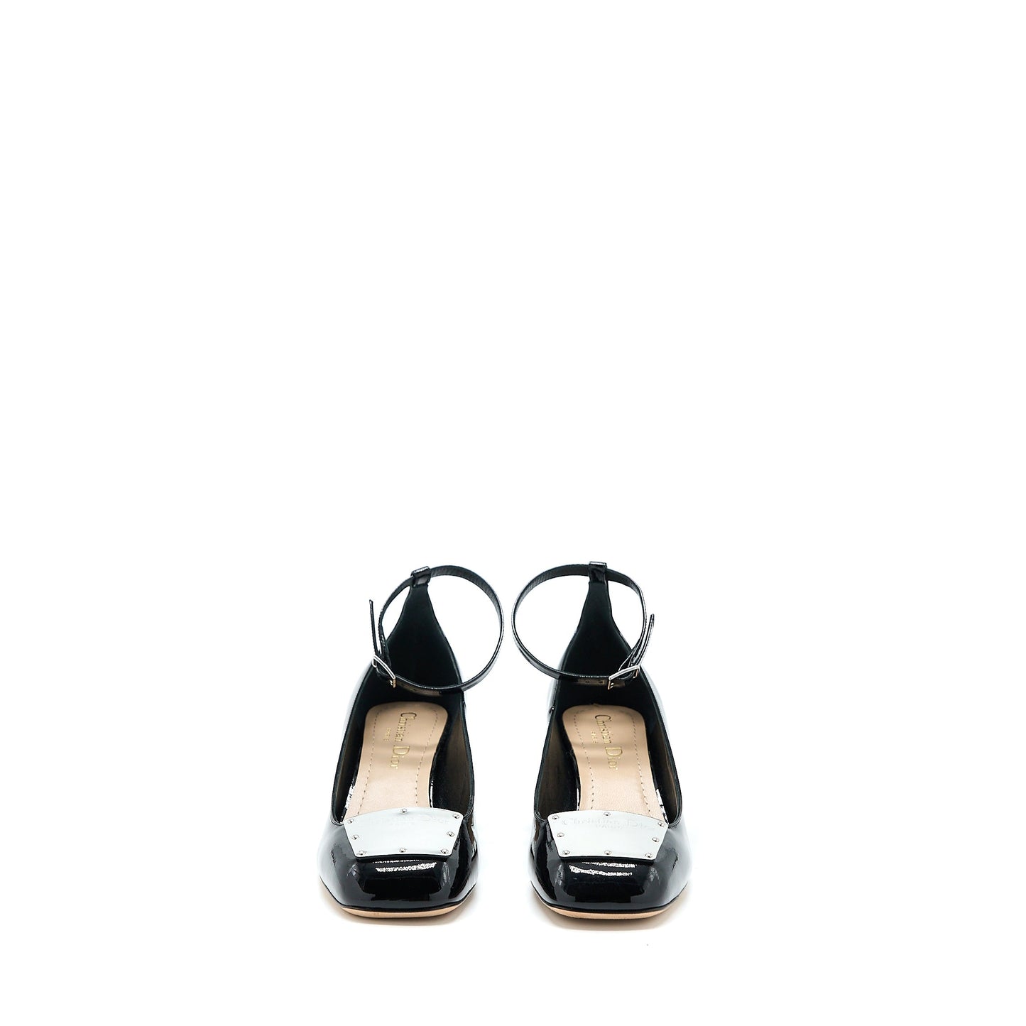Dior Christian Size Ballet Pump Patent Calfskin Handbag Black Shoes