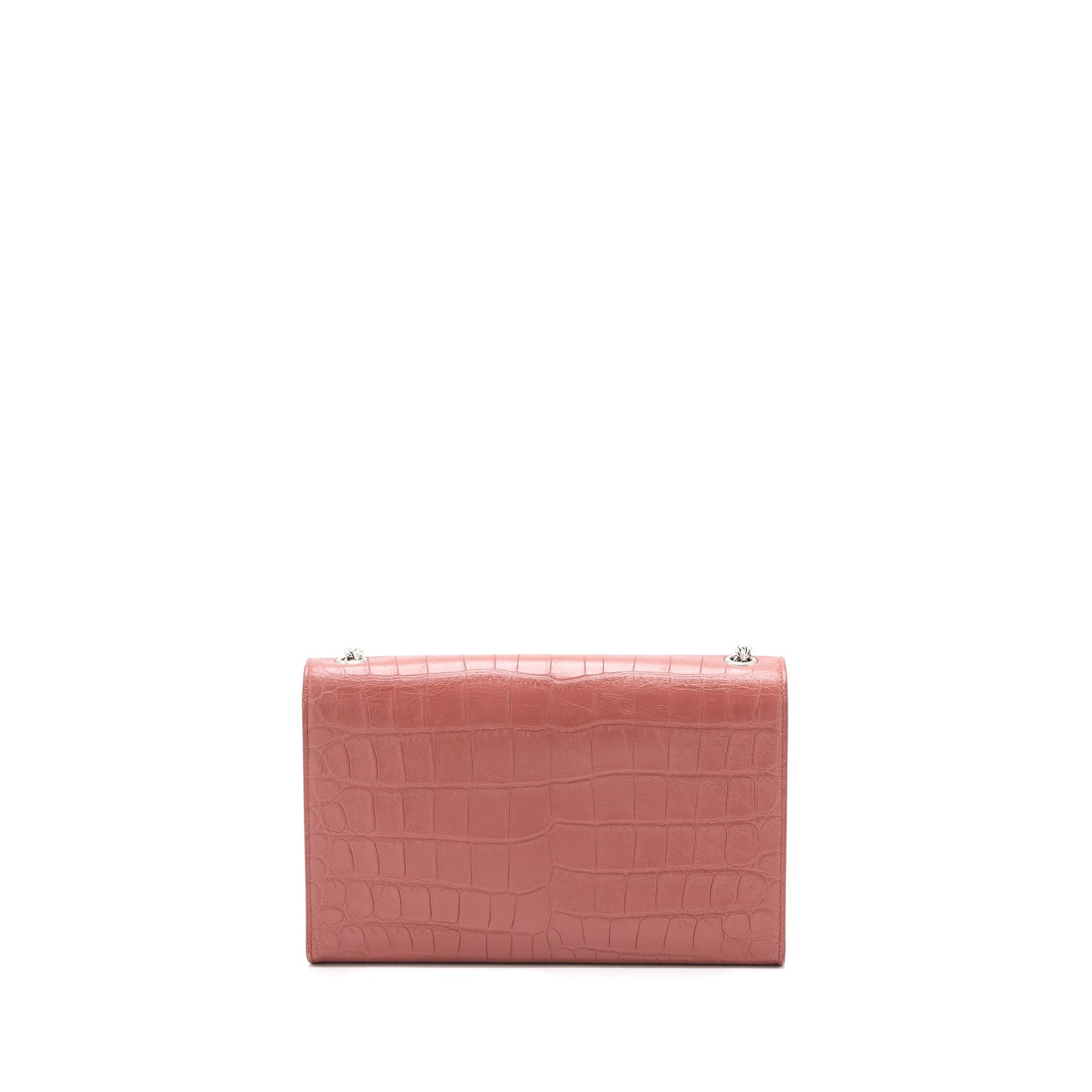 YSL Saint Laurent Saint Laurent Kate Crocodile Embossed Calfskin Travel Pink Medium Travel Bag