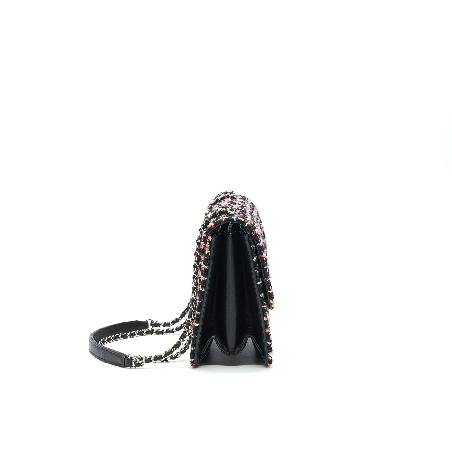 Chanel Tweed Quilted Beauty Flap Multicolor Black Lock Shoulder Bag