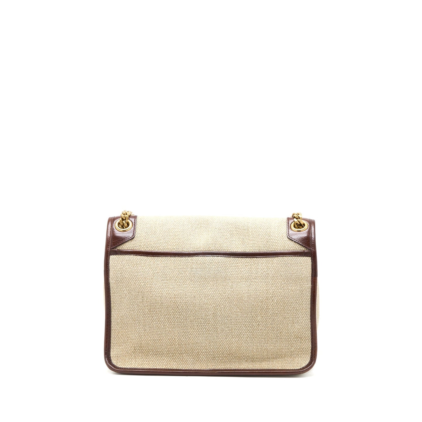 YSL Saint Laurent Saint Laurent Niki Purse Trimmed Linen Travel Canvas Brown Travel Bag