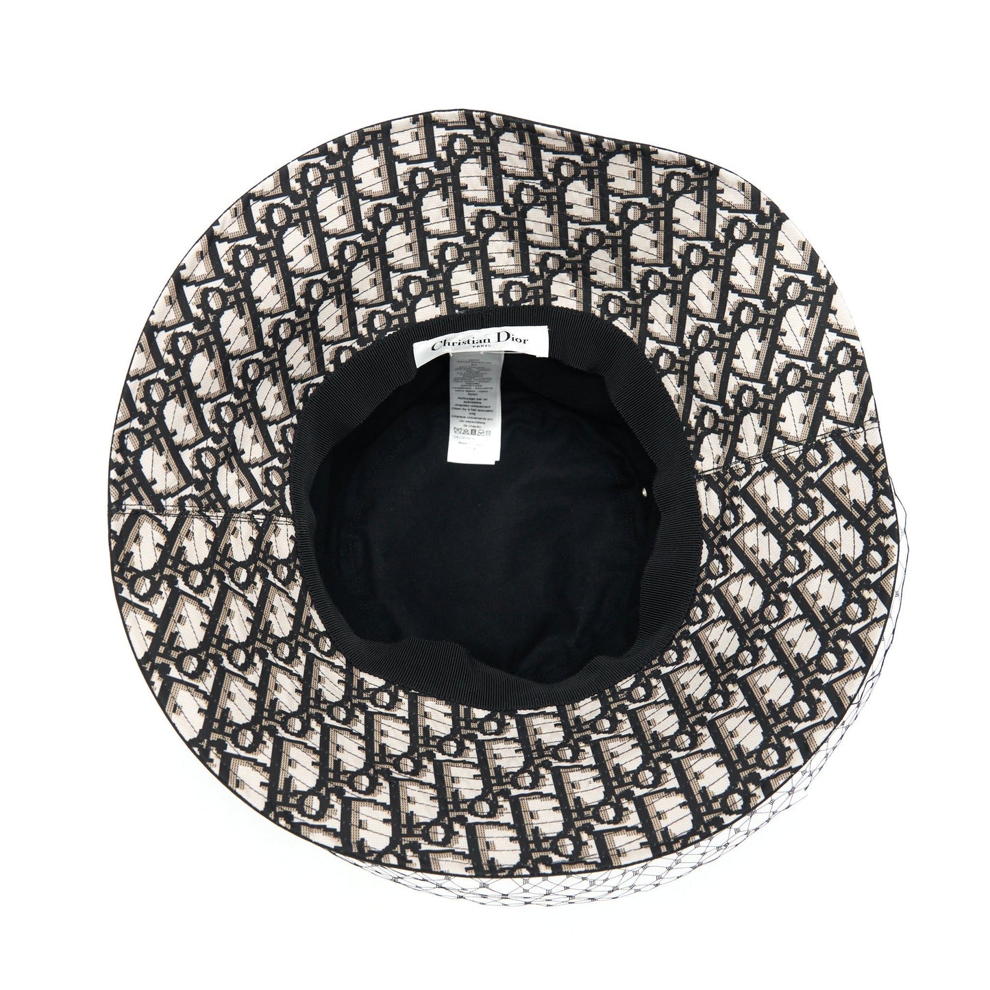 Dior Size Teddy D Brim Hat With Veil Bucket Bucket Bag