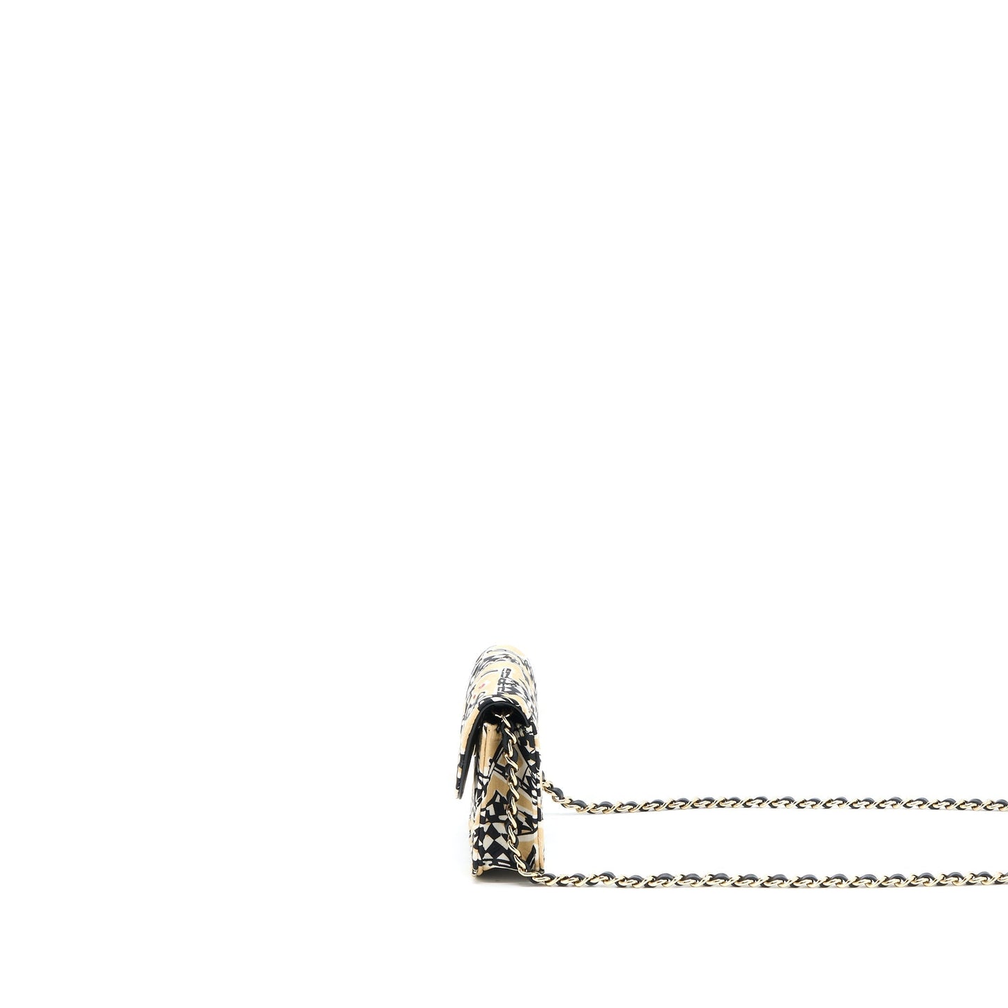 Chanel Chains Fabric LGHW Microchip Multicolor Multicolour Clutch Bag