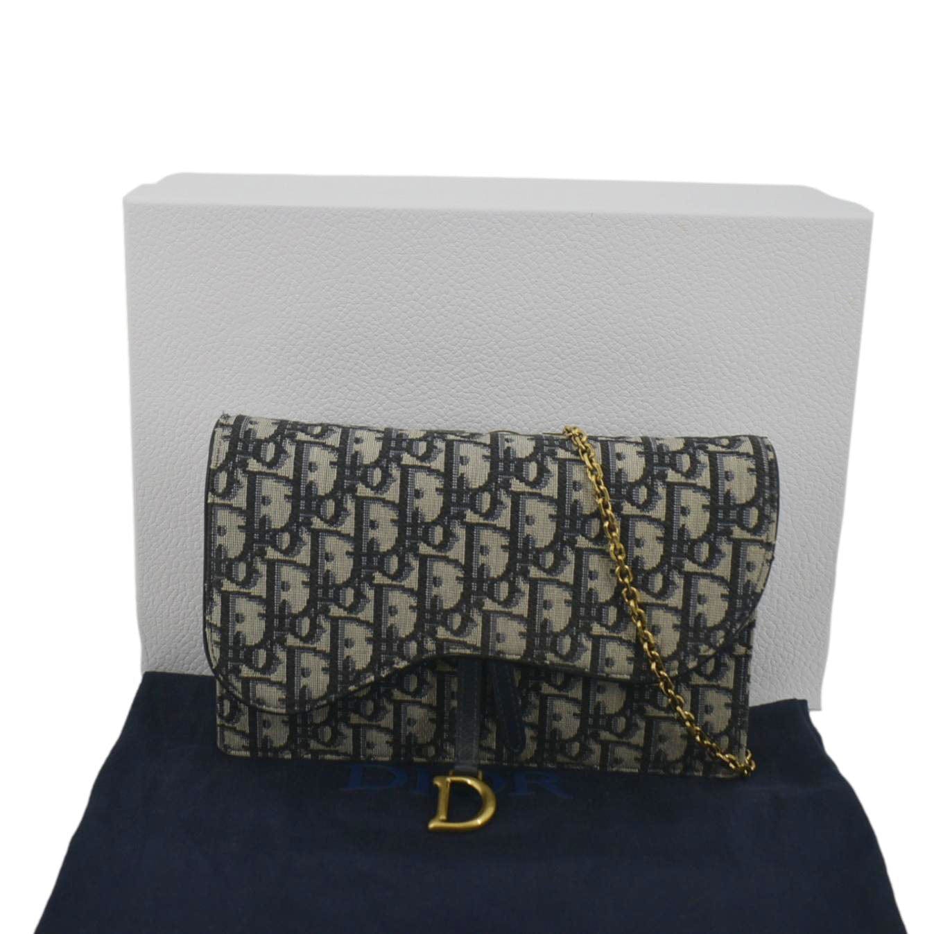 Dior Saddle Oblique Jacquard Pouch Crossbody Bag Blue Navy