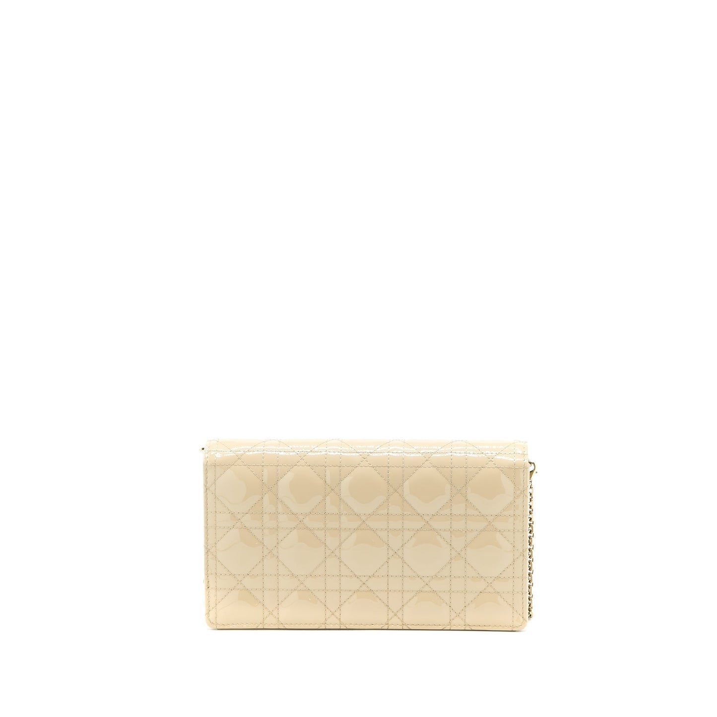 Dior Lady Pouch With Patent Handbag Beige Chain Travel Bag