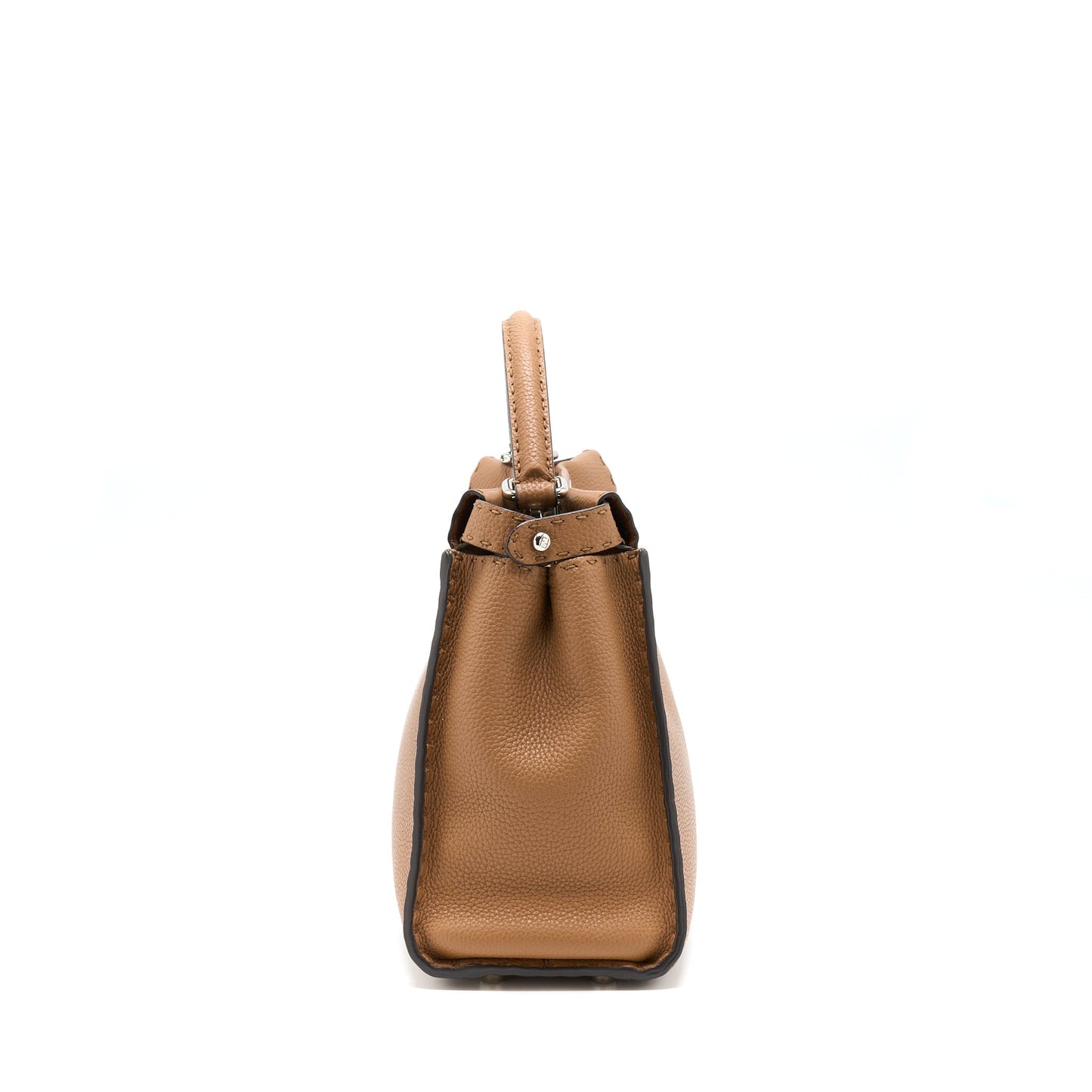 Fendi Peekaboo Tote Purse Grained Calfskin Caramel Medium Tote Bag