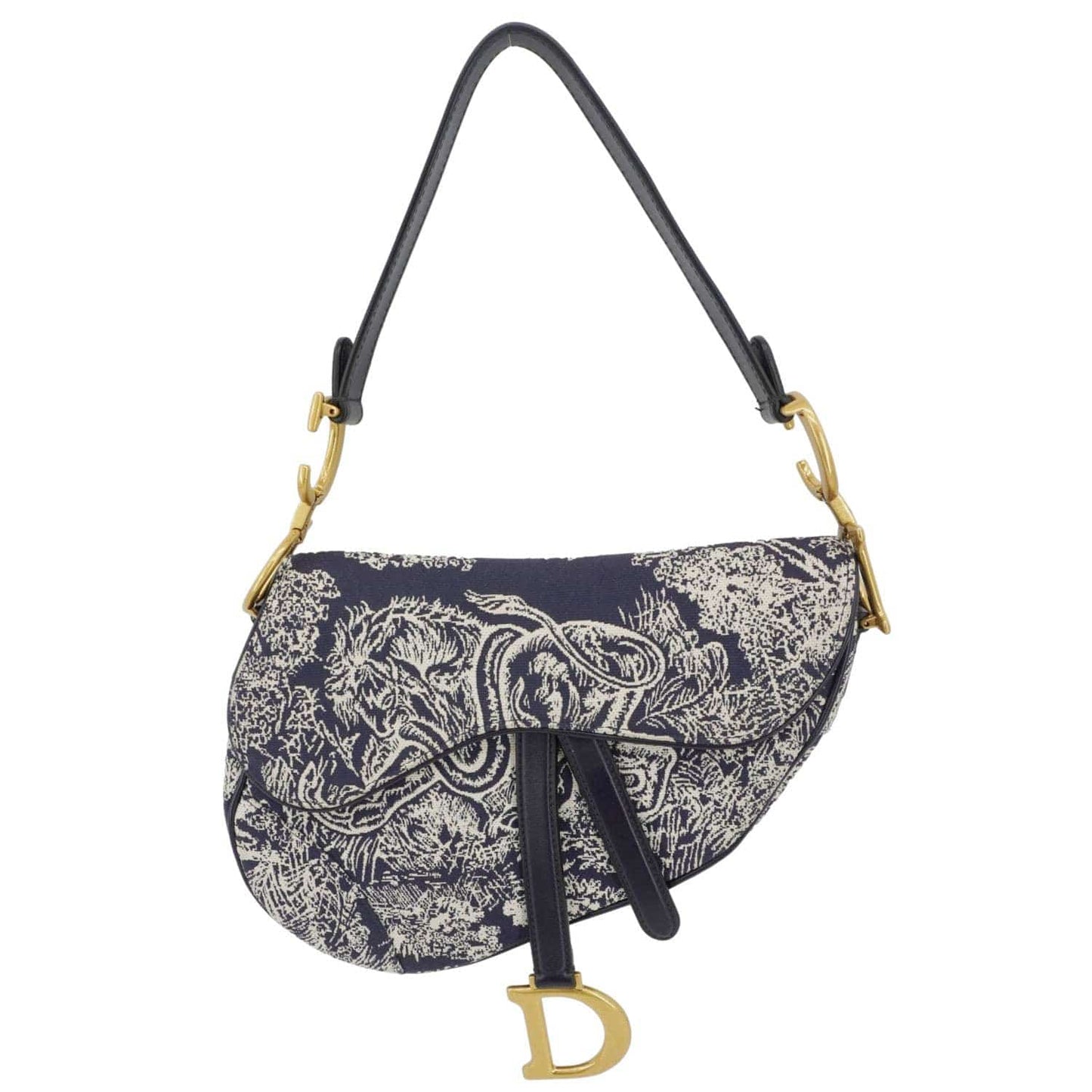 Dior Saddle Reverse Embroidered Toile Hobo Bag Blue Travel Bag