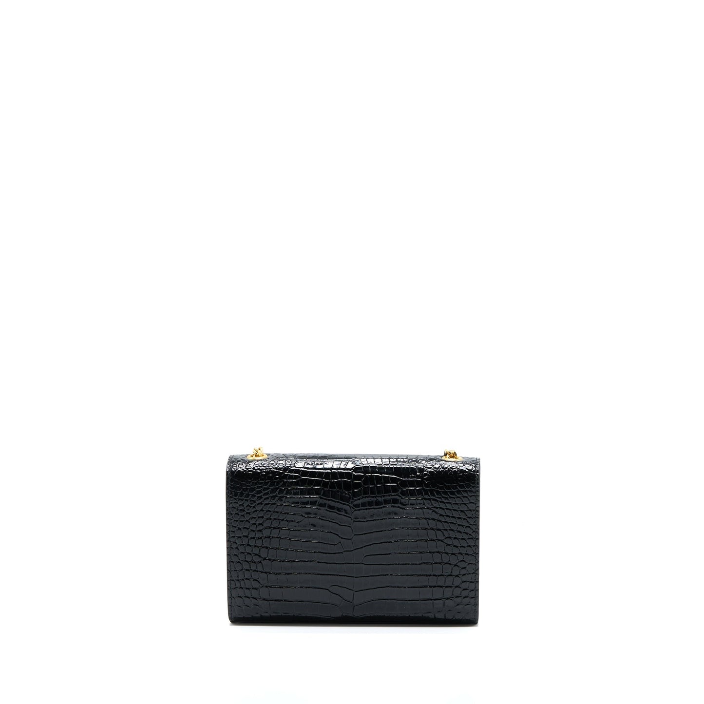 YSL Saint Laurent Saint Laurent Kate Purse Crocodile Embossed Calfskin Black Travel Bag