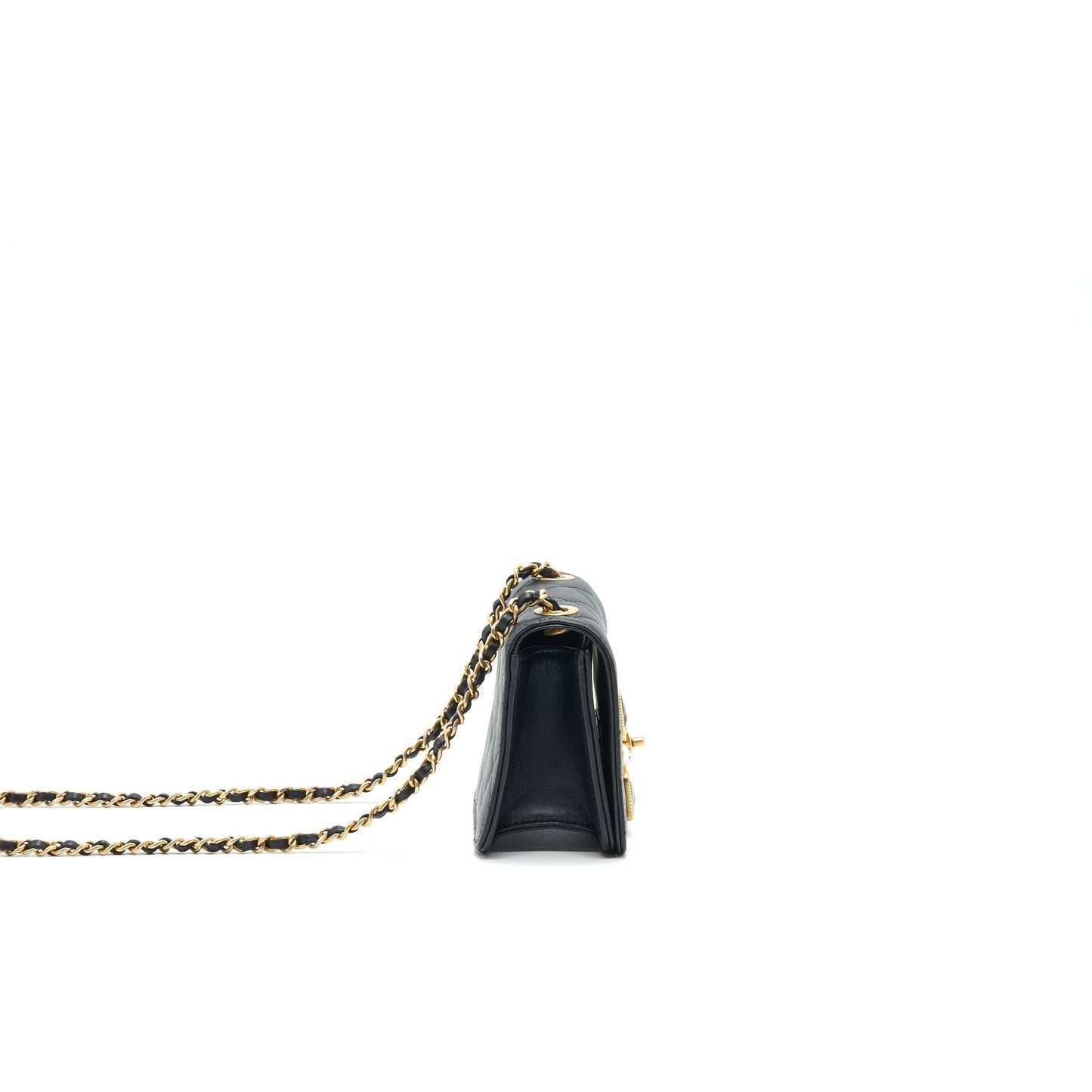 Chanel Flap Calfskin Pearl Resin GHW Black Small Shoulder Bag