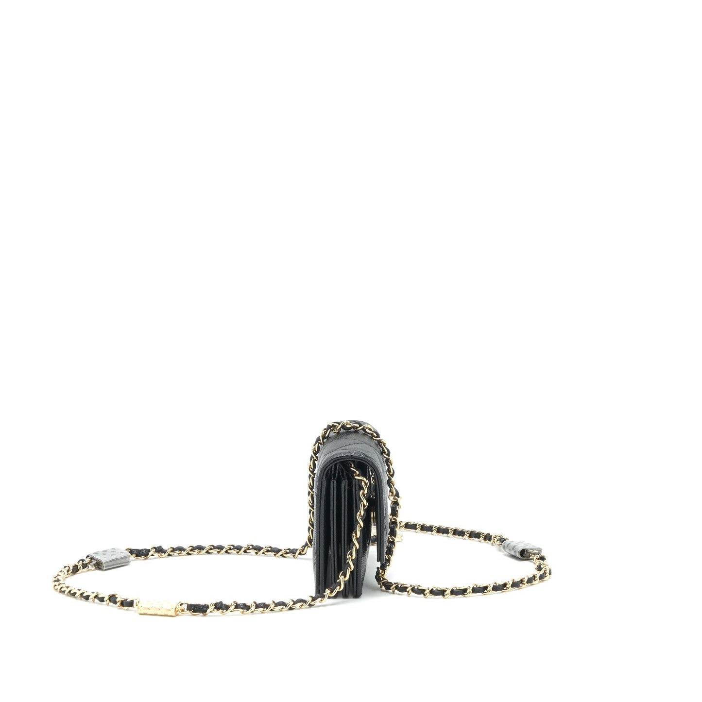 Chanel 21k Caviar flap cardholder LGHW Black Wallet Case