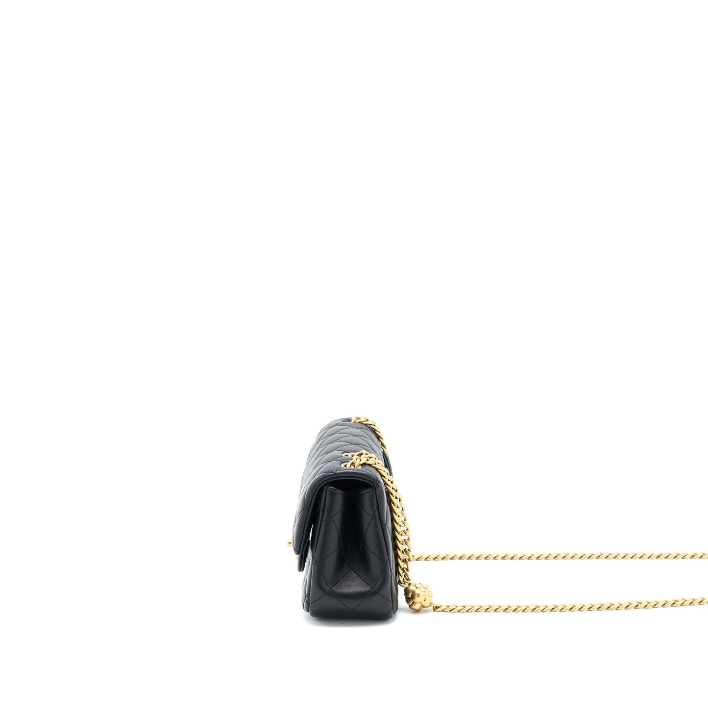 Chanel 23S Camellia Rectangular Lambskin Brushed GHW Black Mini Bag