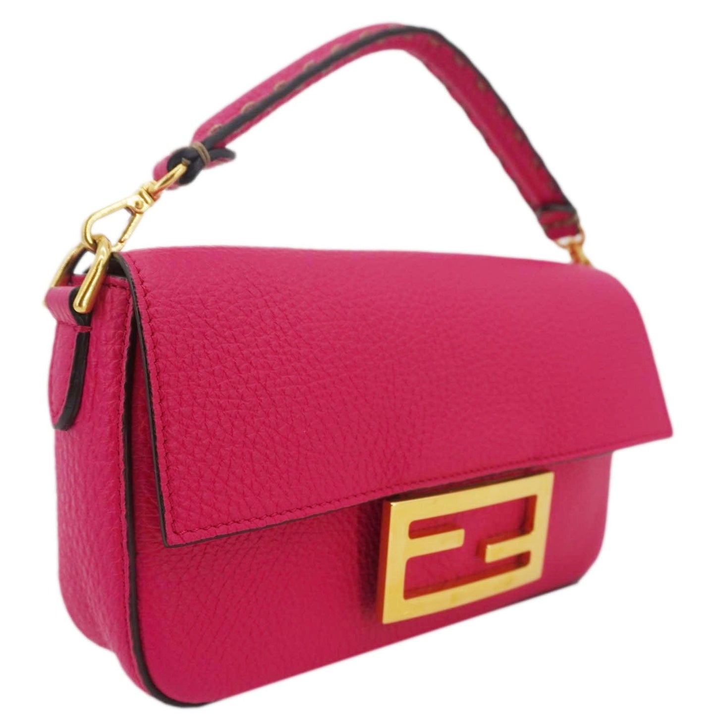 Fendi Selleria Cuoio Romano Baguette Crossbody Bag Leather Pink Shoulder Bag