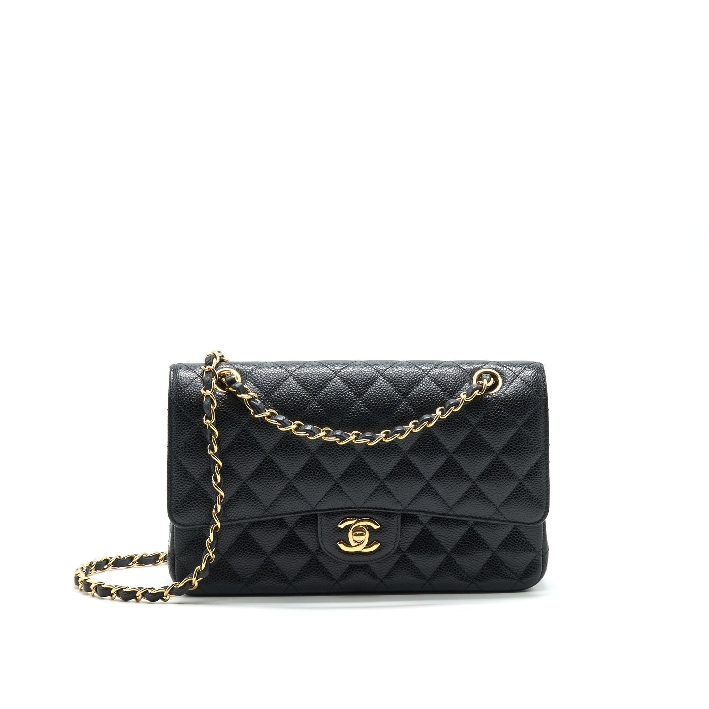 Chanel Classic double flap Caviar GHW serial Black Shoulder Bag