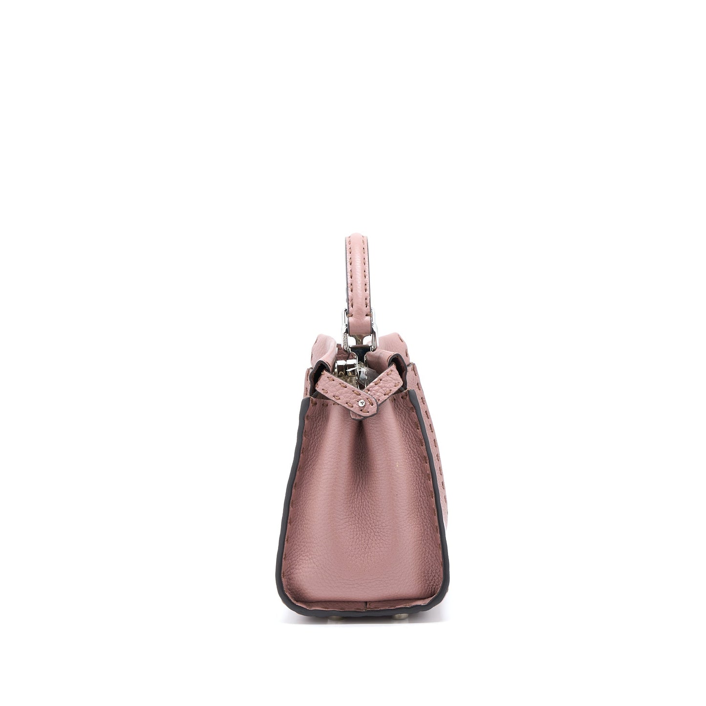 Fendi Peekaboo Grained Calfskin Handbag Pink Mini Travel Bag