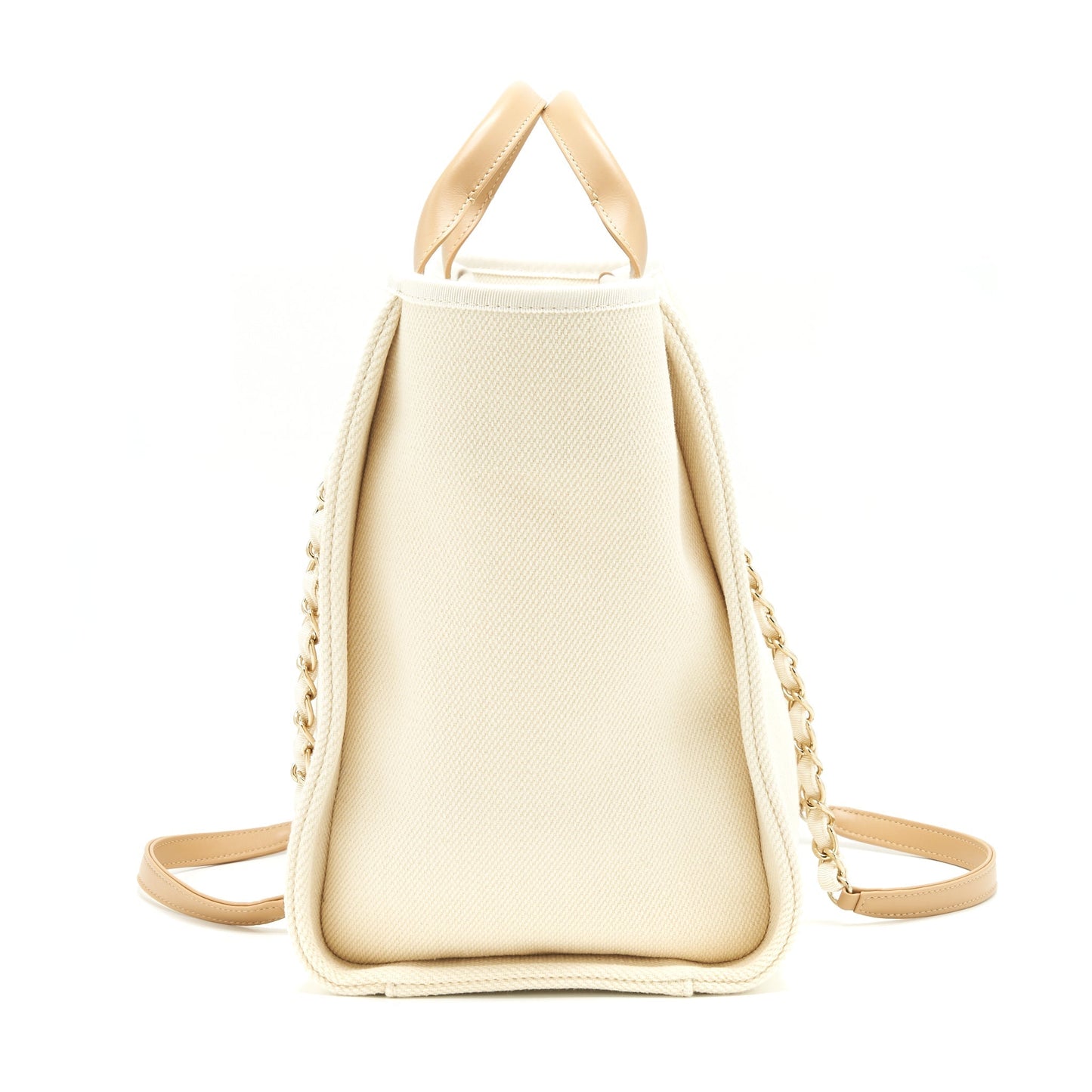 Chanel Deauville Creamy GHW White Beige Tote Bag