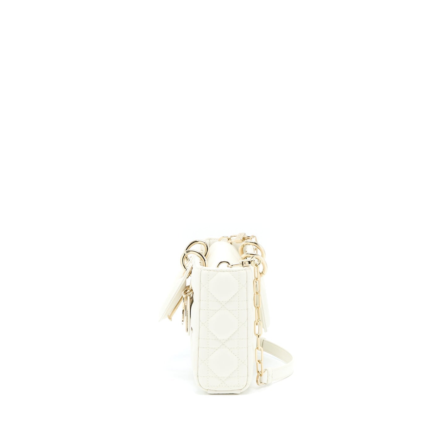 Dior Lady D Joy Purse Latte Cannage Lambskin White Travel Bag