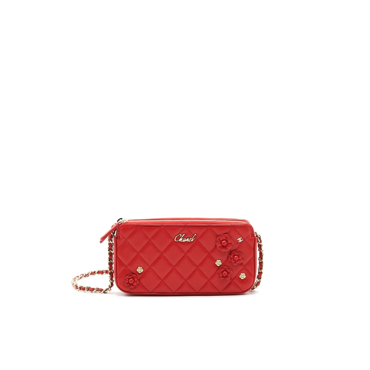 Chanel DOUBLE ZIP ON SPECIAL EDITION Red Wallet Case