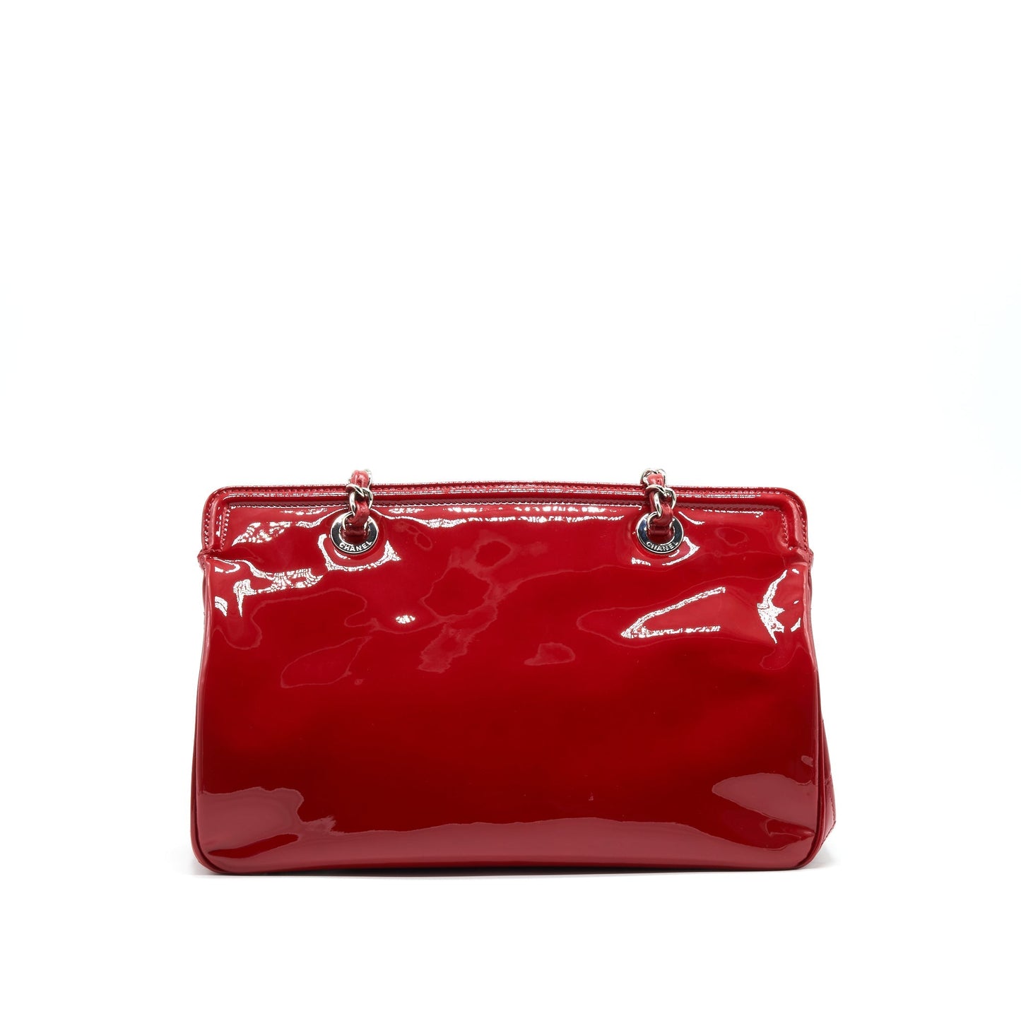 Chanel Patent SHW Red Leather Tote Bag
